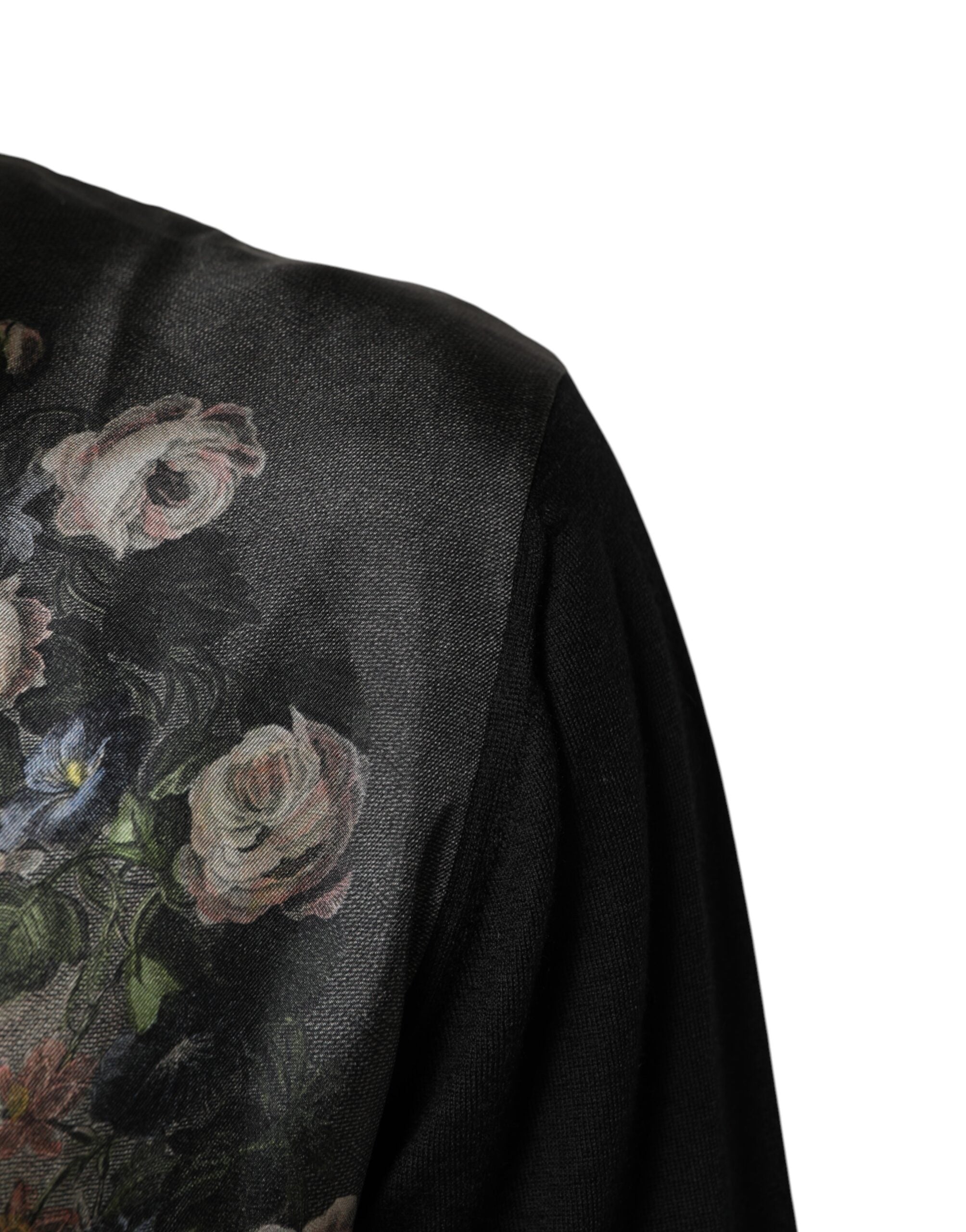 Dolce & Gabbana Schwarzer Kaschmir-Pullover mit Cherub-Print im Barockstil