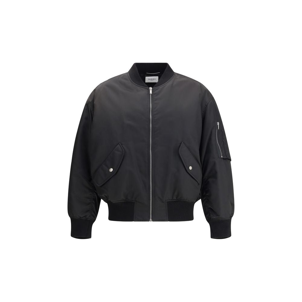 Saint Laurent Schwarze Polyamid-Bomberjacke