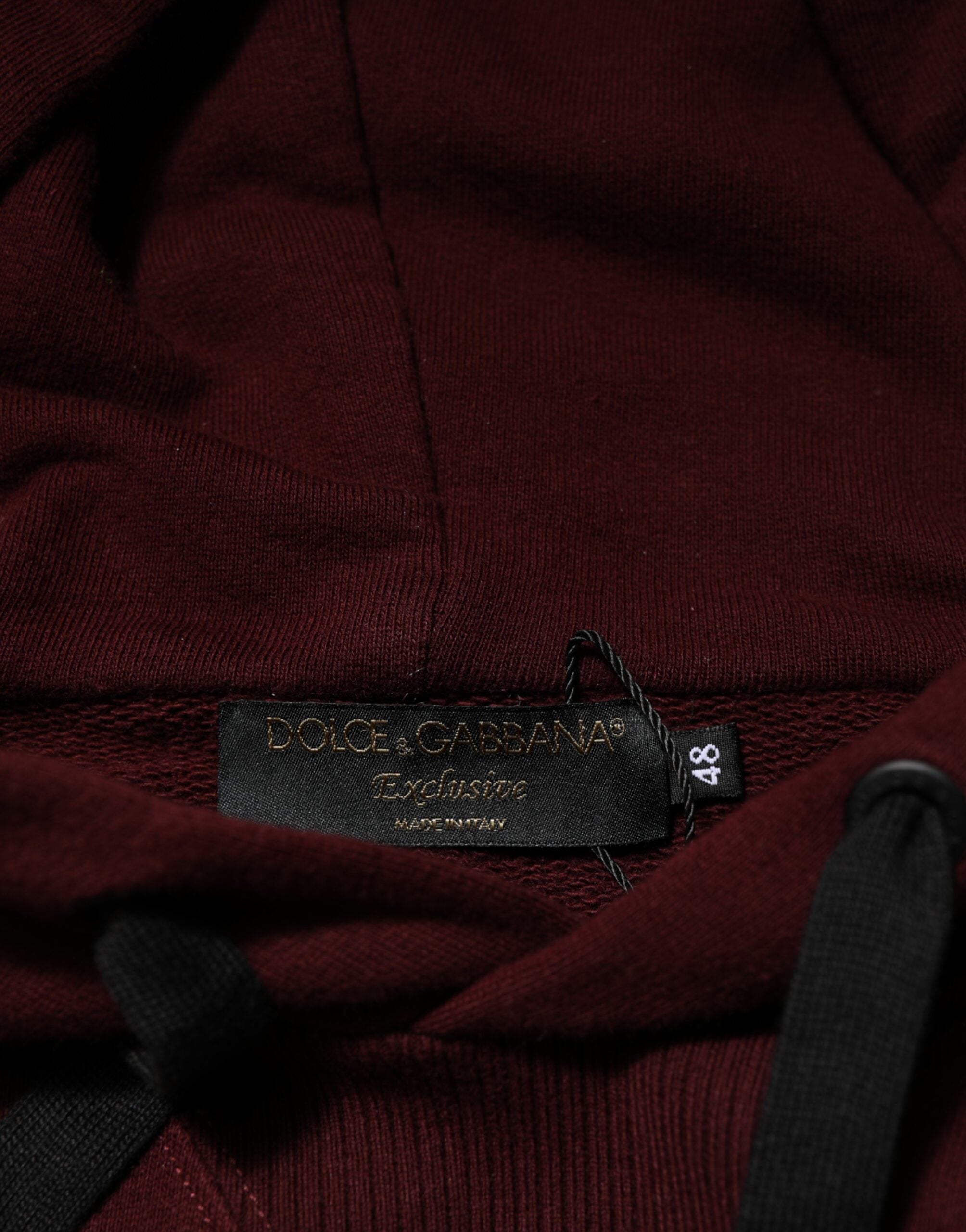 Dolce & Gabbana Burgundy Cotton Plaid gefüttert Männer Hoodie Pullover
