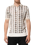 Dolce & Gabbana Zijden Ivoor Muntprint Logo Heren Poloshirt