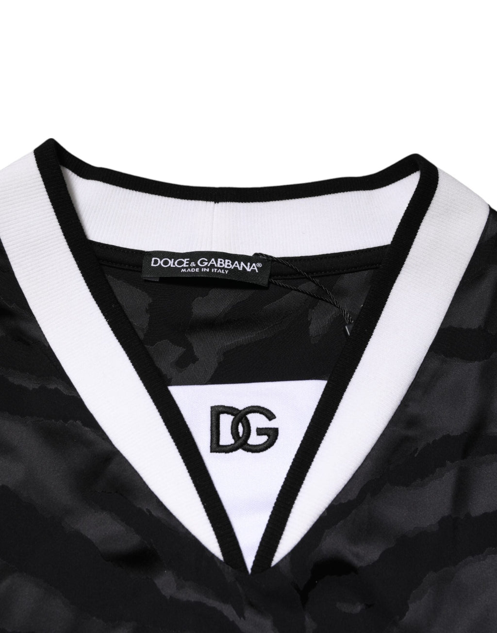 Dolce & Gabbana Weiß Schwarz Polyester DG Logo Mesh Jersey T-Shirt