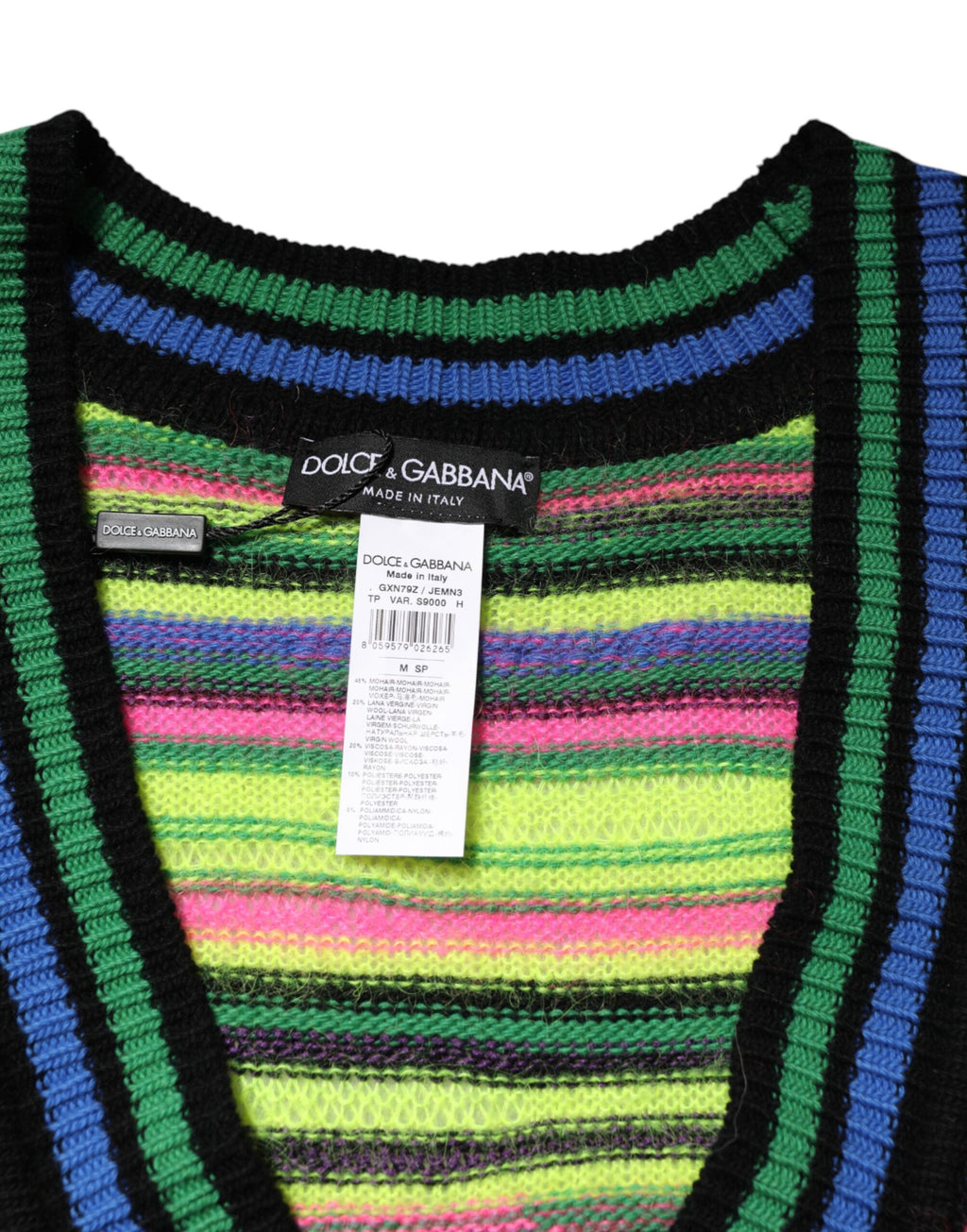 Dolce & Gabbana Multicolor DG Logo V-Ausschnitt Strickpullover