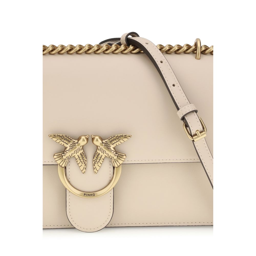 PINKO Beige Kalbshaut Bos Taurus Schultertasche