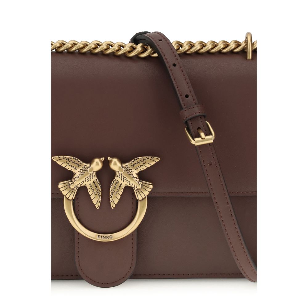 PINKO Schultertasche aus Kalbshaut Bos Taurus in Braun