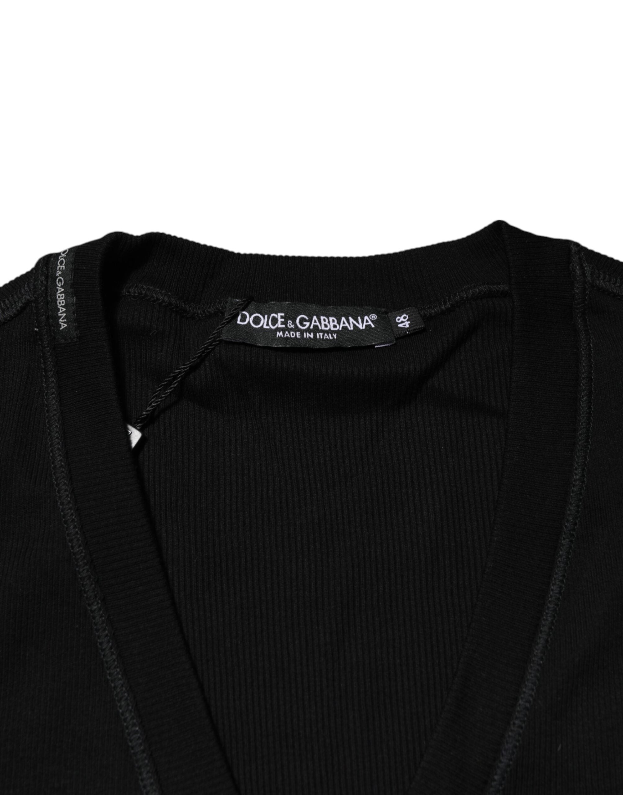 Dolce & Gabbana Schwarzer Baumwoll-Cardigan mit Knopfleiste für Männer