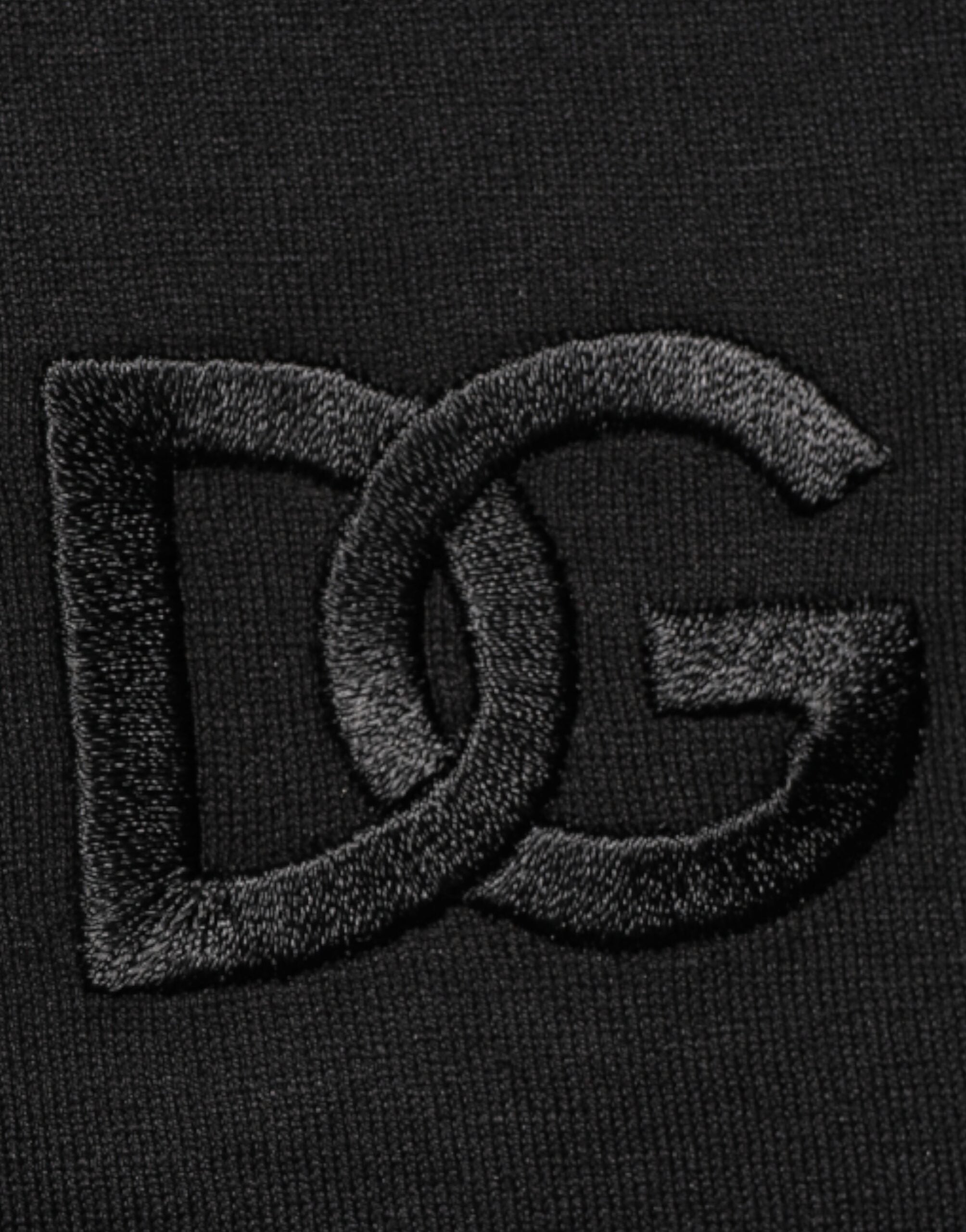 Dolce & Gabbana Schwarzes Baumwoll-T-Shirt mit gesticktem DG-Logo in der Tasche