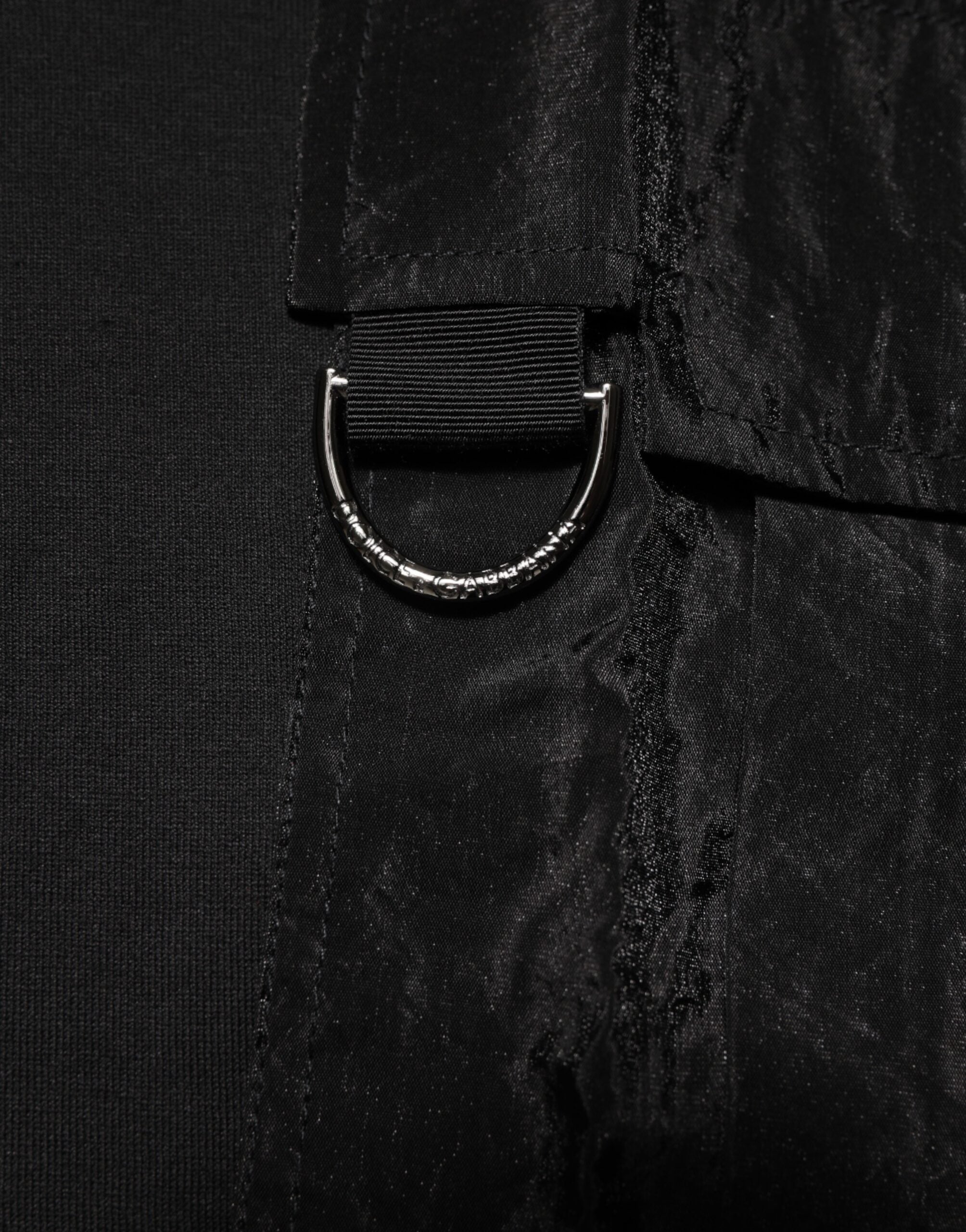 Dolce & Gabbana Schwarzes Baumwoll-T-Shirt mit gesticktem DG-Logo in der Tasche