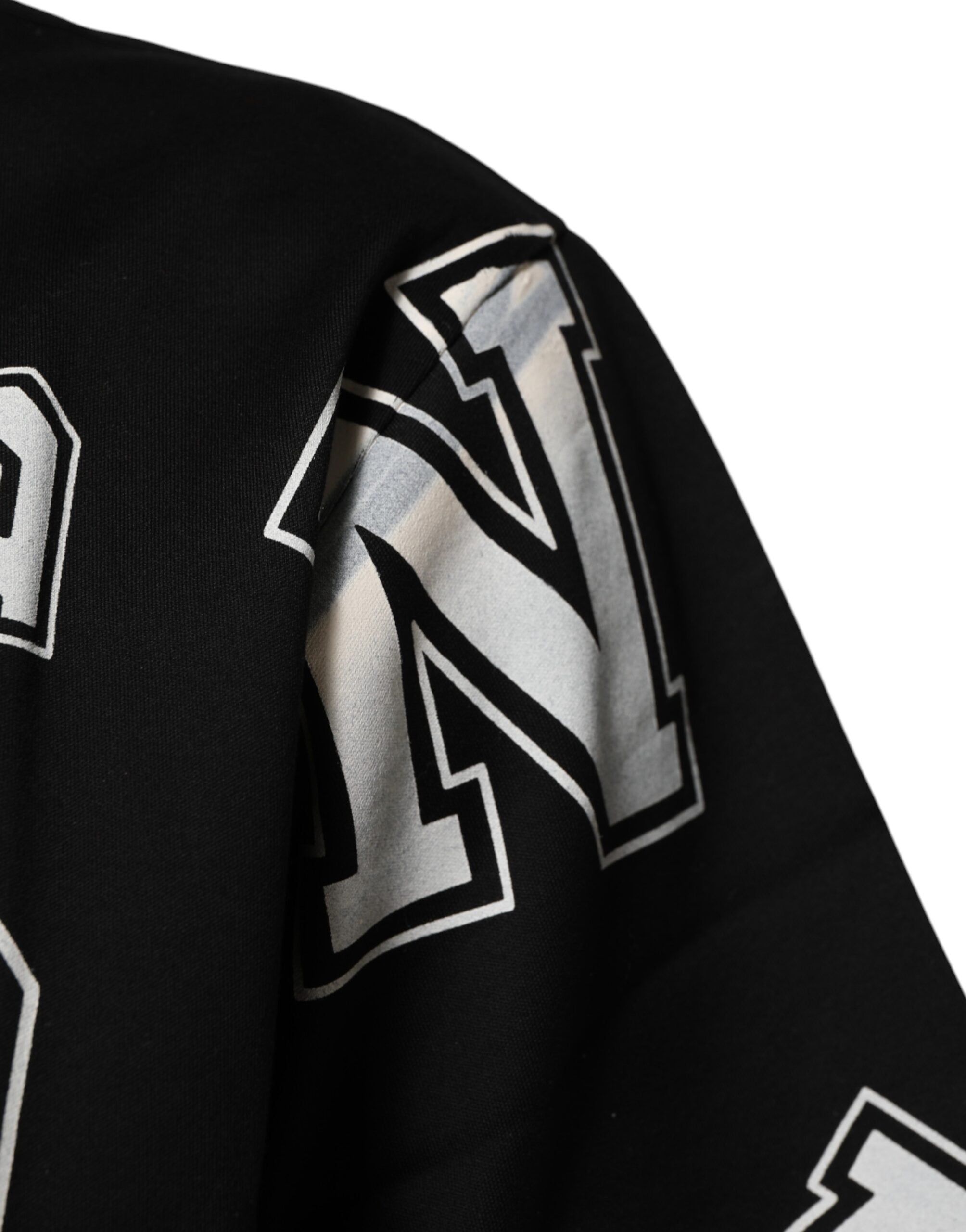 Dolce & Gabbana Schwarzes Baumwoll-T-Shirt mit Buchstabenaufdruck und kurzen Ärmeln