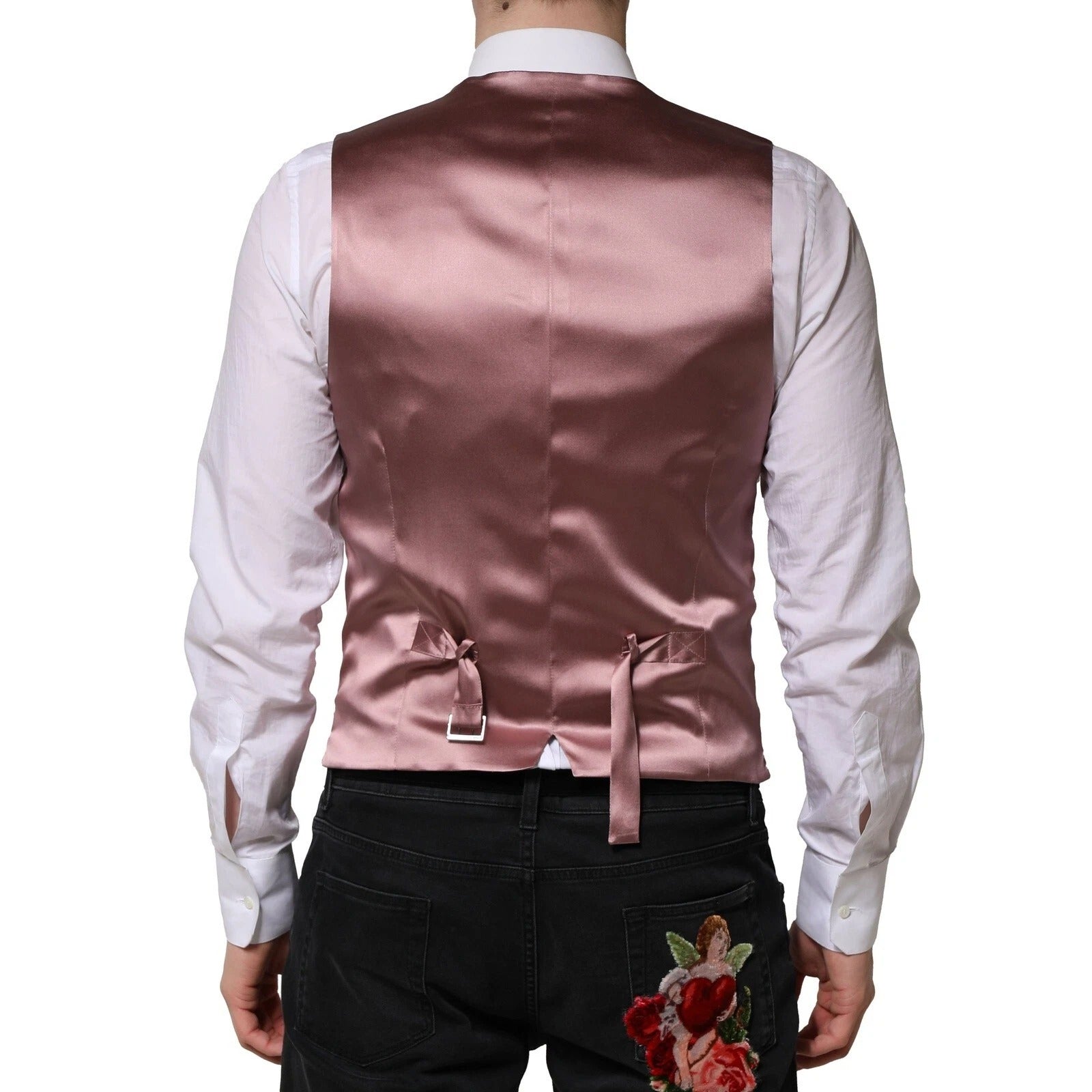 Dolce & Gabbana Rosa Wolle Kleid Formal Männer Weste Weste