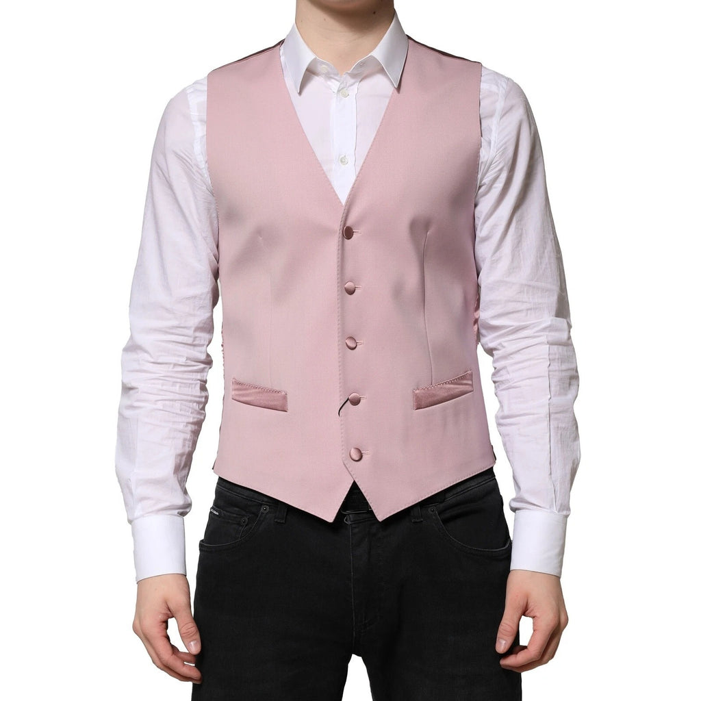 Dolce & Gabbana Rosa Wolle Kleid Formal Männer Weste Weste