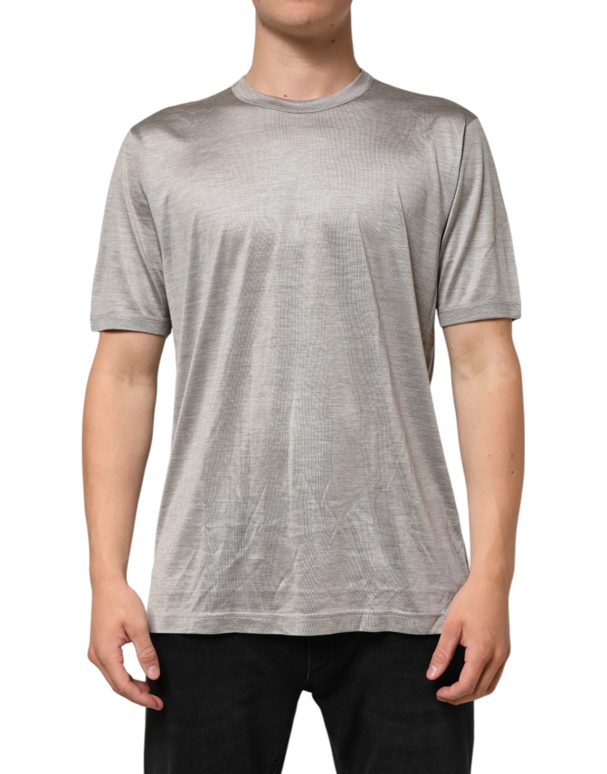 Dolce & Gabbana Beigefarbenes Haselnuss-Baumwoll-Kurzarmhemd-T-Shirt