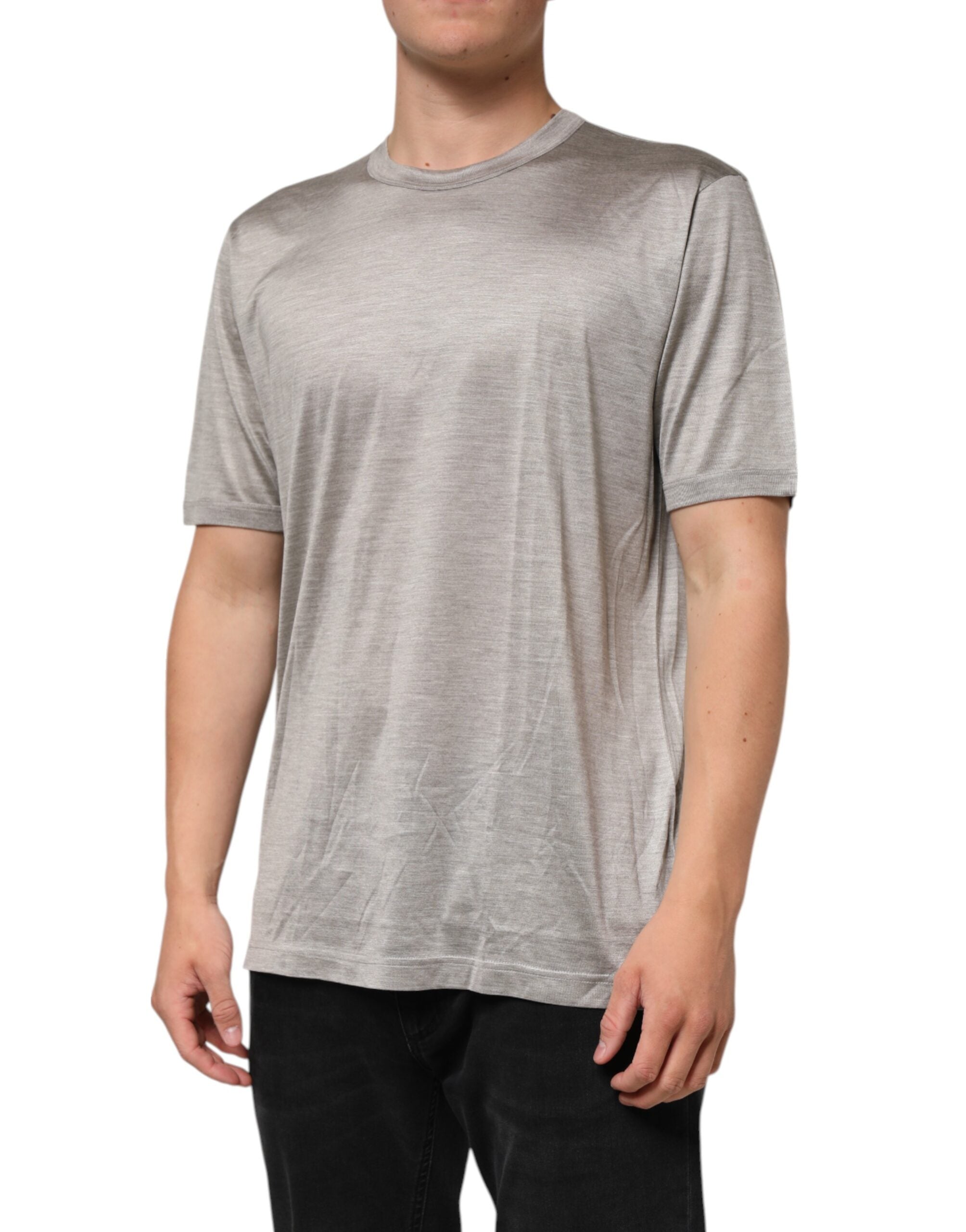 Dolce & Gabbana Beigefarbenes Haselnuss-Baumwoll-Kurzarmhemd-T-Shirt