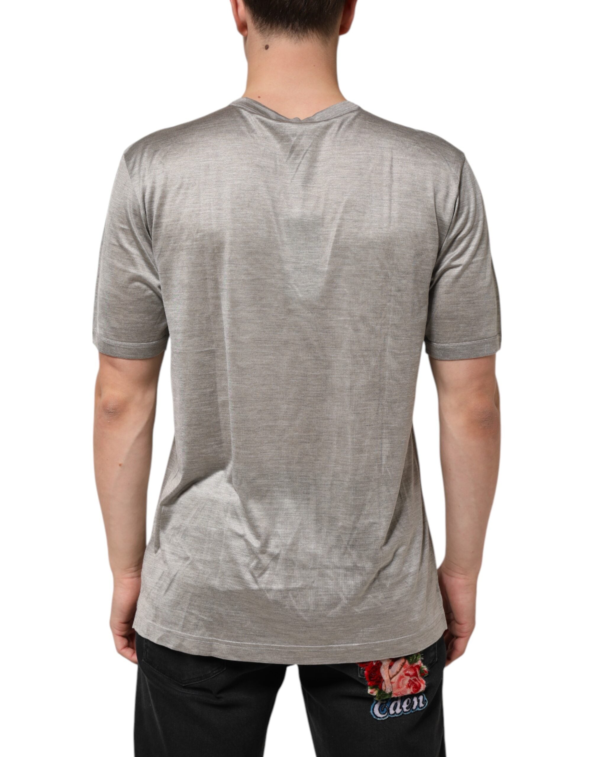 Dolce & Gabbana Beigefarbenes Haselnuss-Baumwoll-Kurzarmhemd-T-Shirt