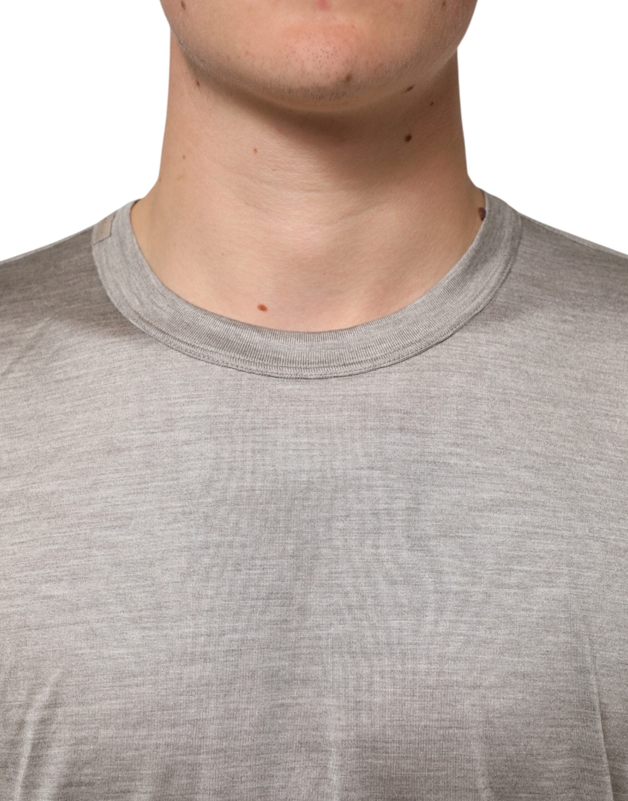 Dolce & Gabbana Beigefarbenes Haselnuss-Baumwoll-Kurzarmhemd-T-Shirt