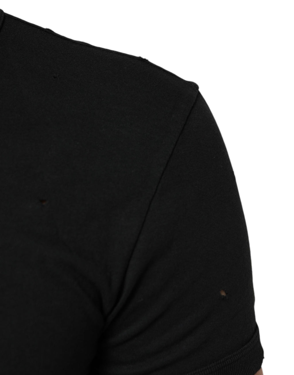 Dolce & Gabbana Schwarzes T-Shirt mit zerfetztem Logo aus Baumwolle mit V-Ausschnitt für Männer
