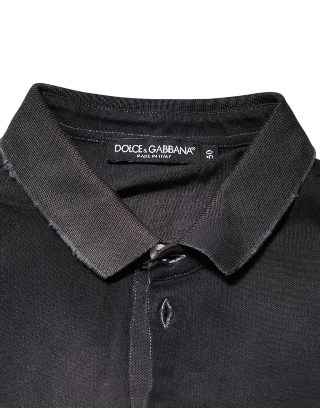 Dolce & Gabbana Graues Baumwoll-Polo-T-Shirt mit Kragen für Männer