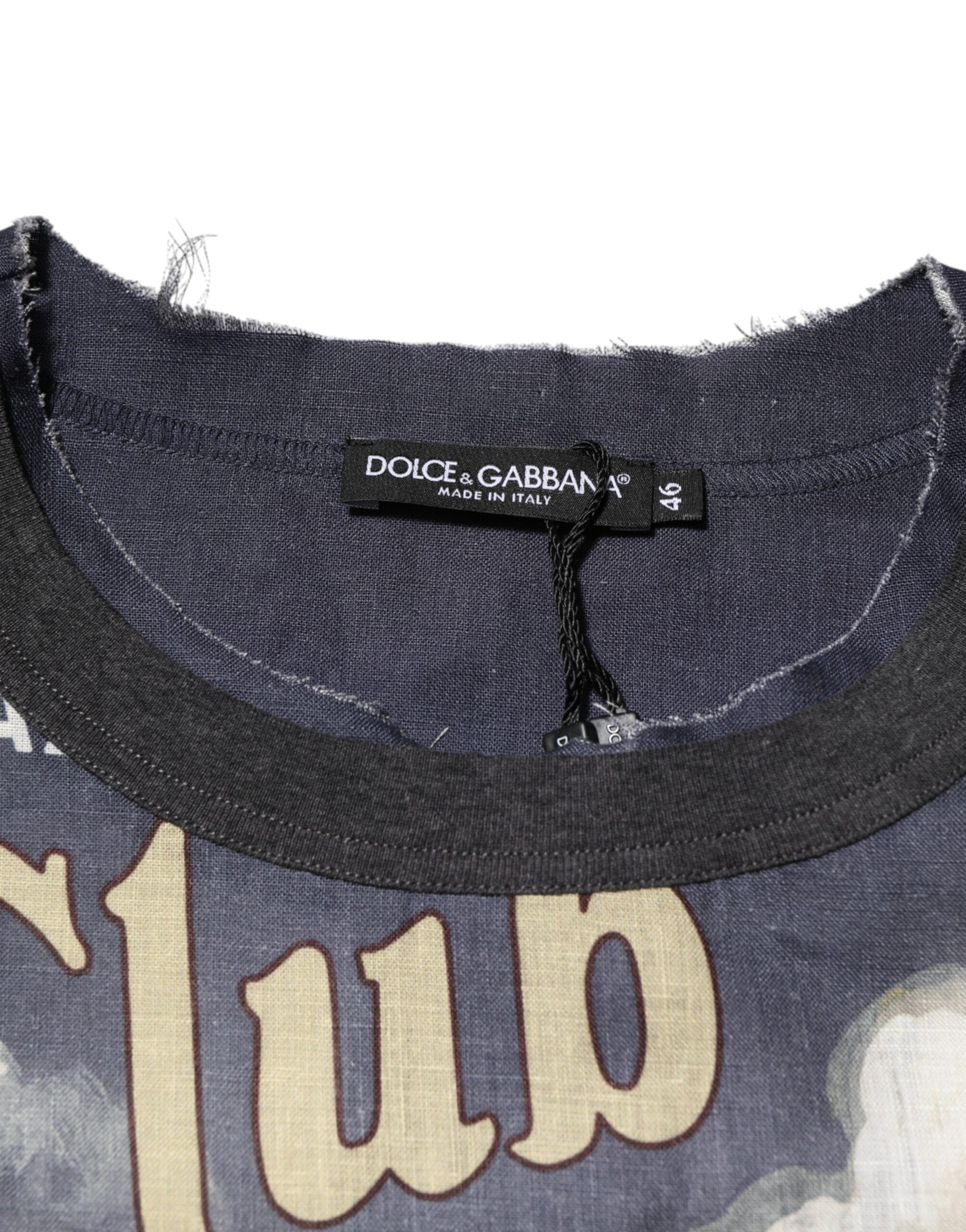 Dolce & Gabbana Palermo Jazz Club Leinen-T-Shirt mit Rundhalsausschnitt für Männer