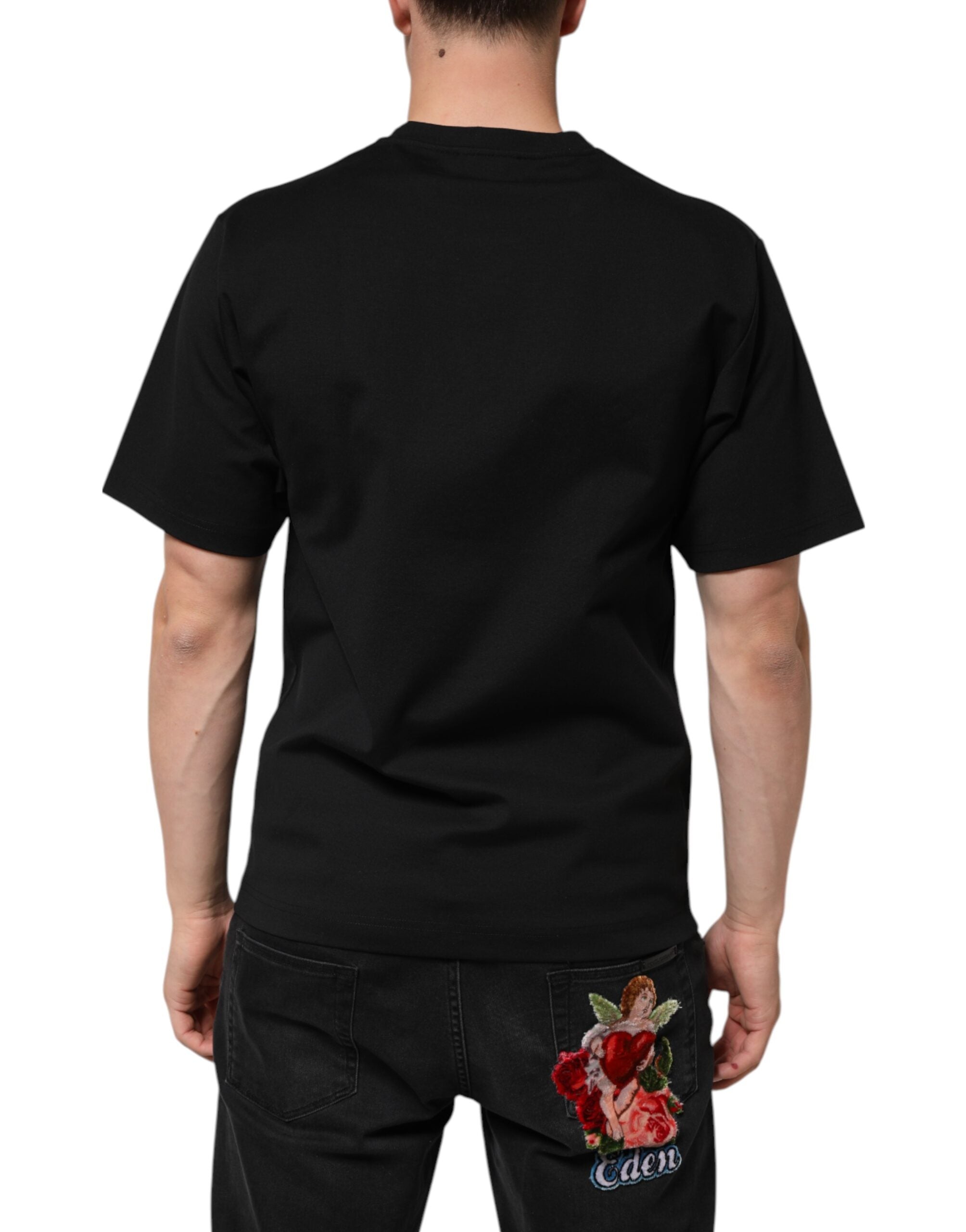 Dolce & Gabbana Schwarzes DG Logo Graffiti T-Shirt aus Baumwolle mit kurzen Ärmeln