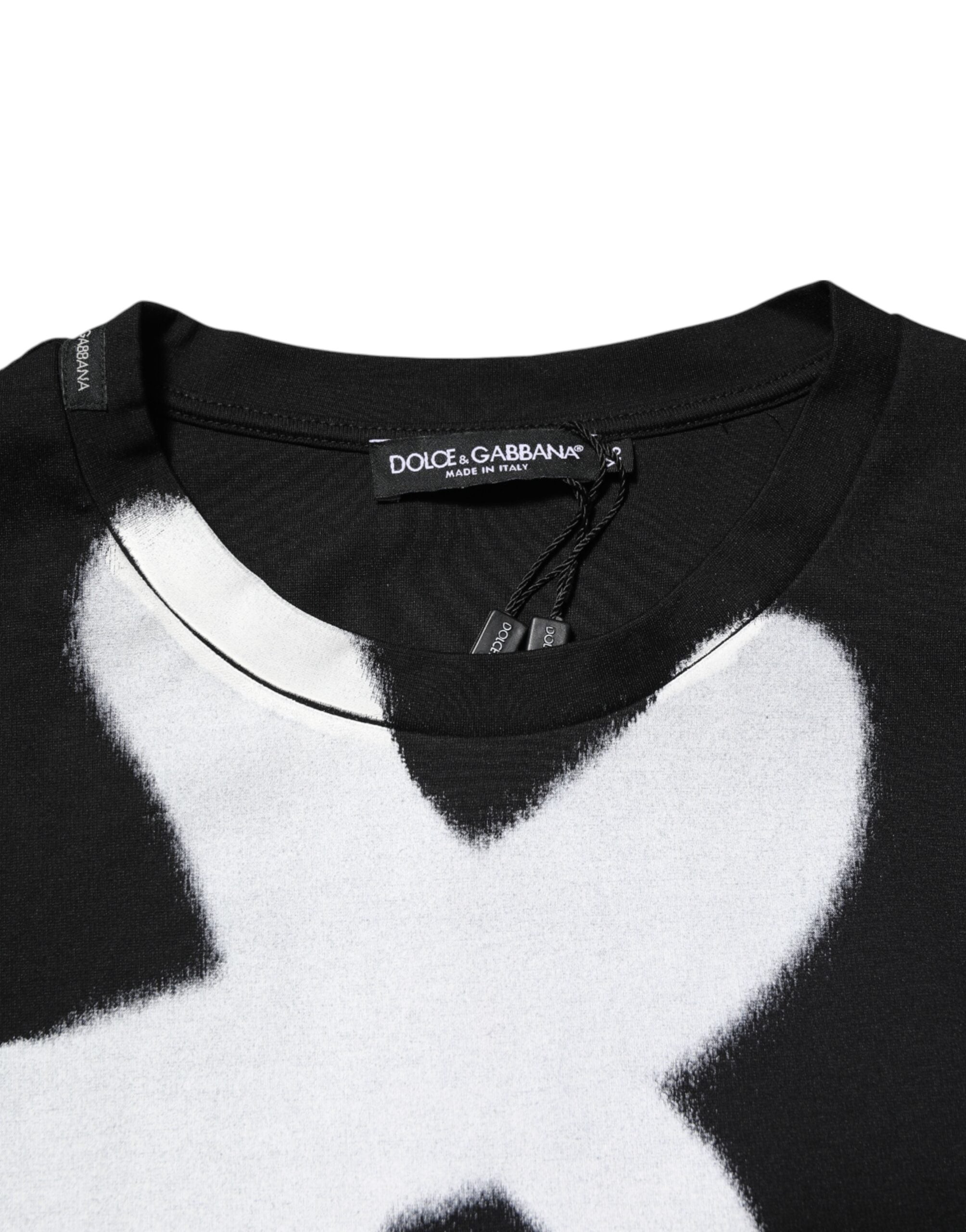 Dolce & Gabbana Schwarzes DG Logo Graffiti T-Shirt aus Baumwolle mit kurzen Ärmeln