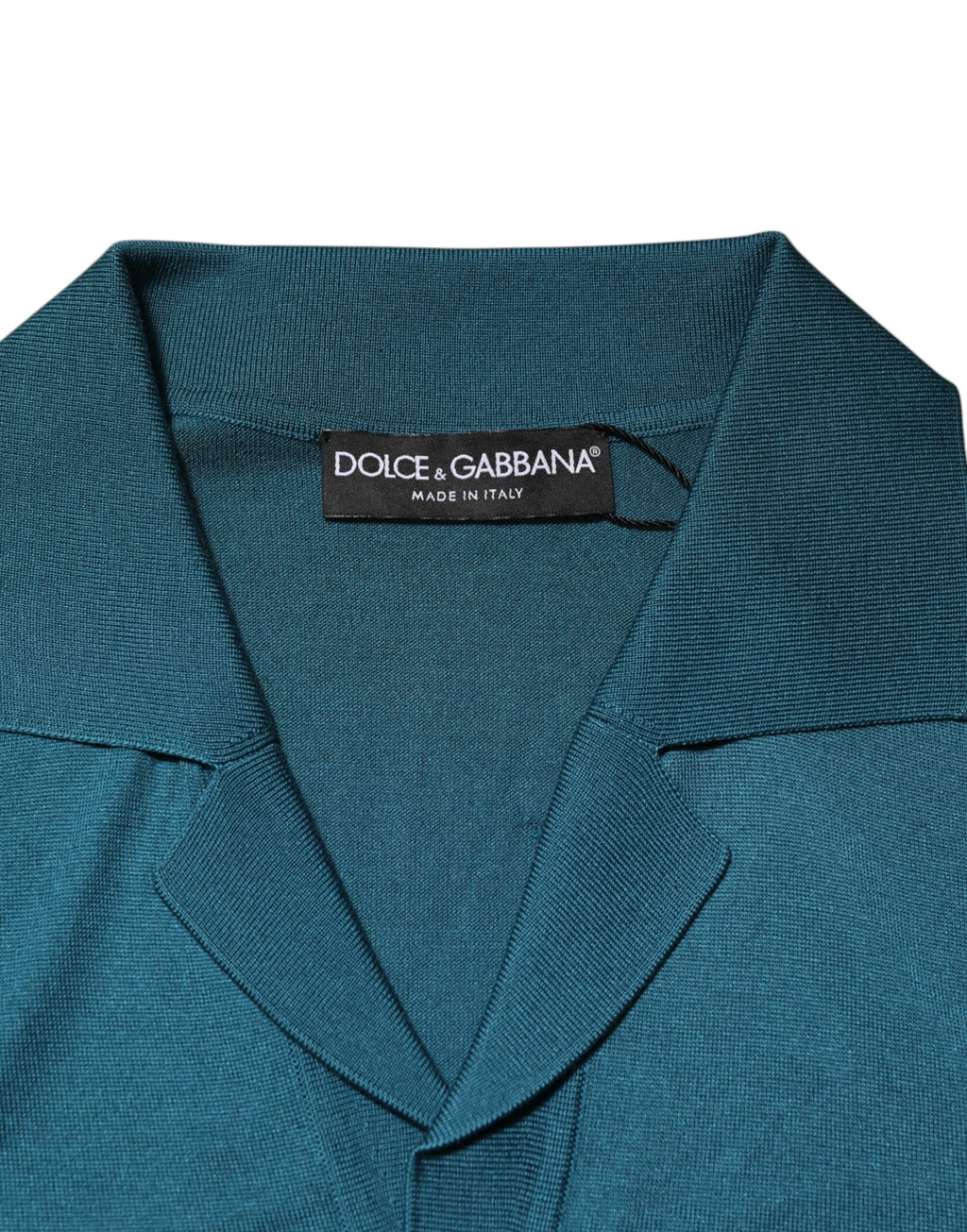 Dolce & Gabbana Blaugrünes Kurzarm-Polo-T-Shirt mit Seidenkragen