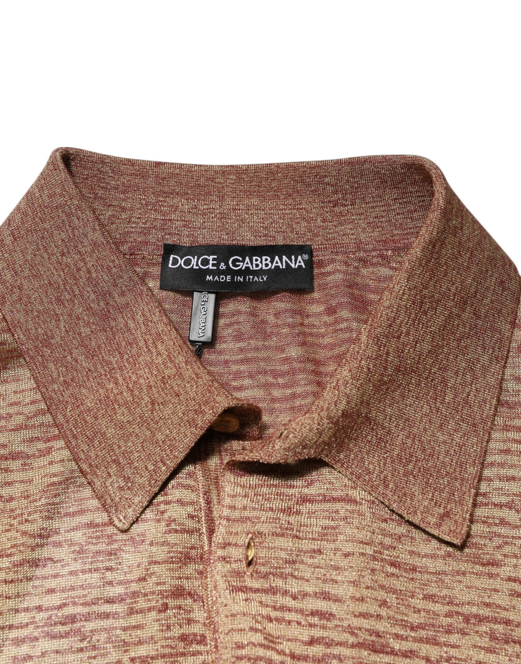 Dolce & Gabbana Bruin Zijden Getextureerd Polo T-shirt met Korte Mouwen
