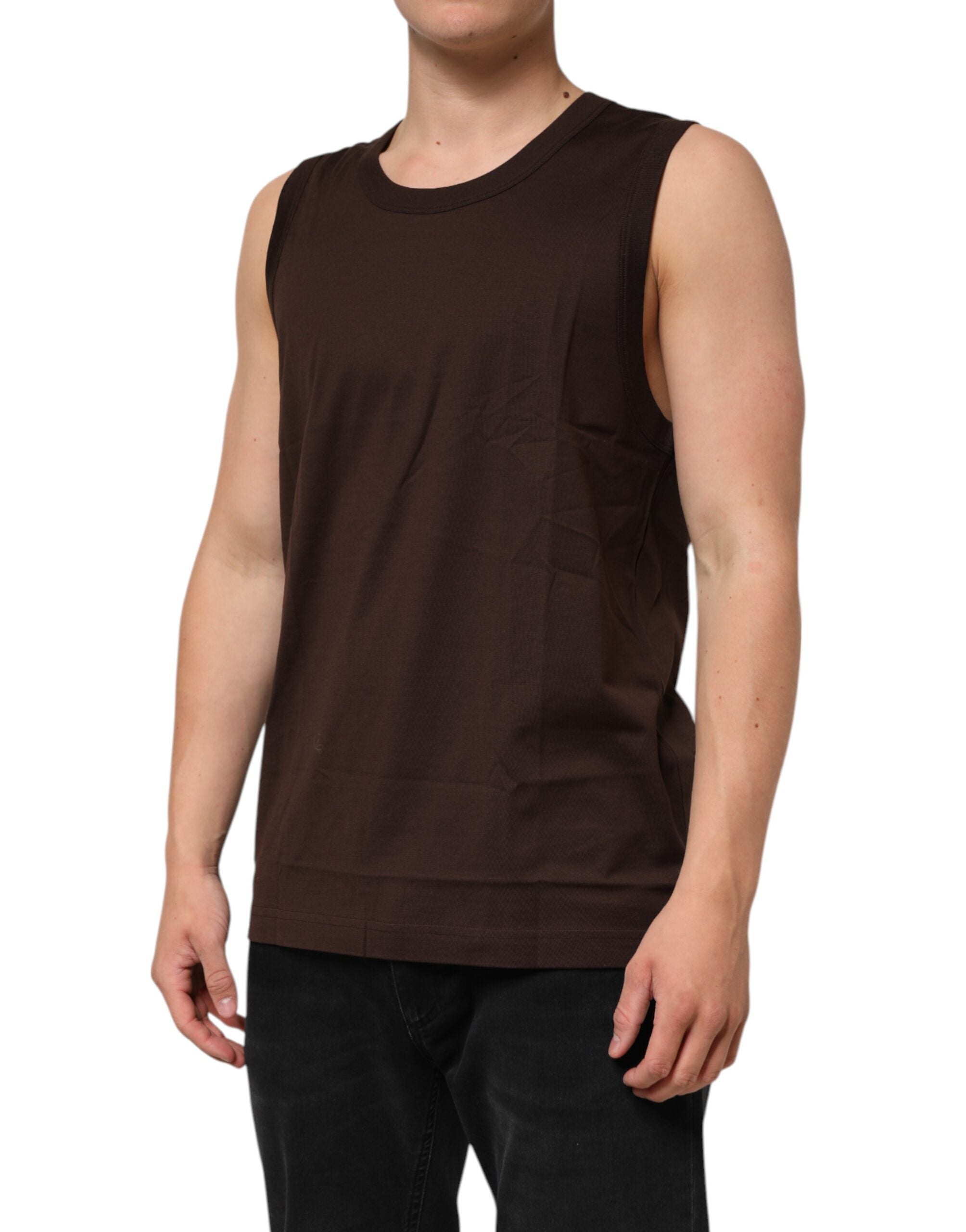 Dolce & Gabbana Braun Baumwolle ärmellose Unterwäsche Männer Tank Top