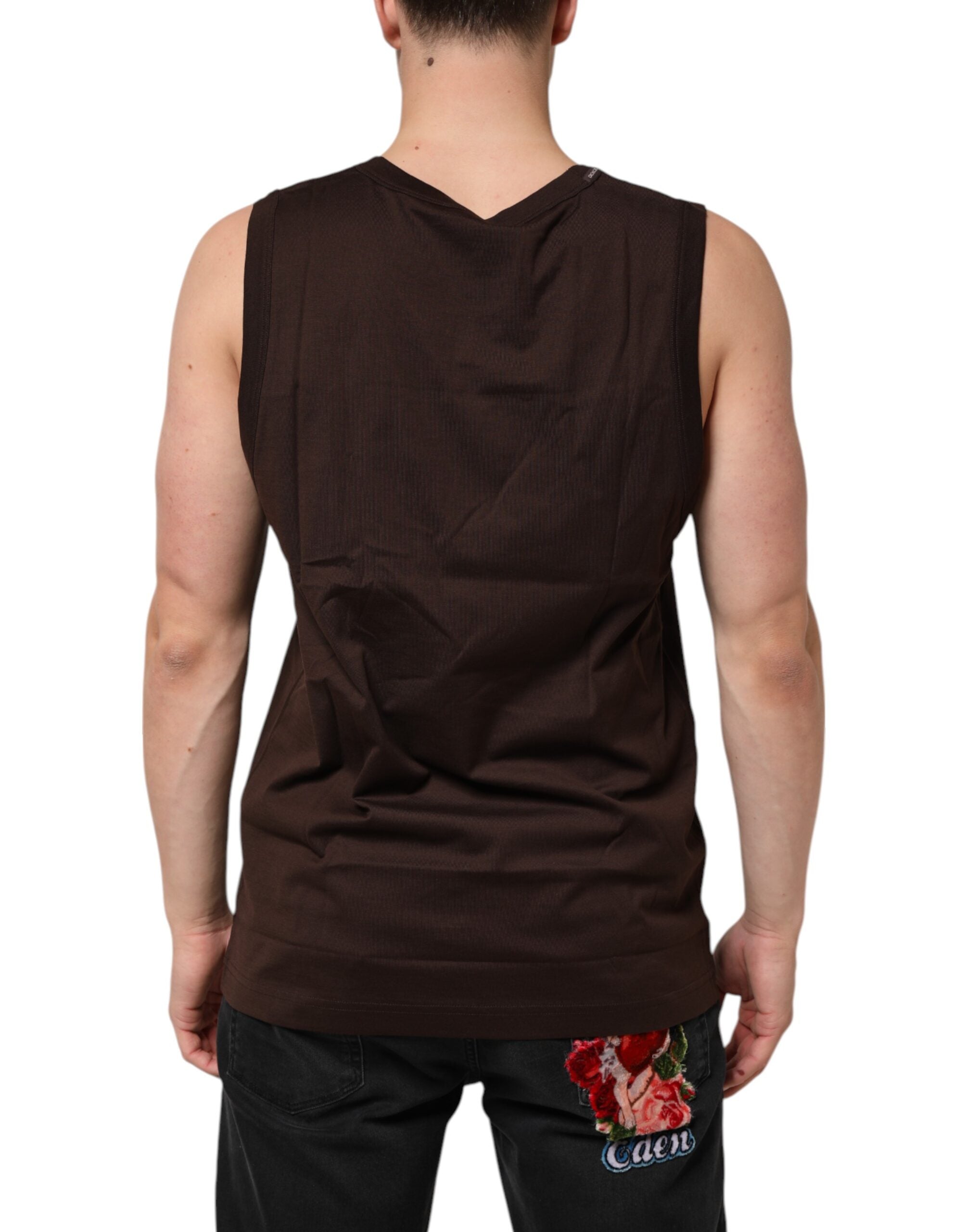 Dolce & Gabbana Braun Baumwolle ärmellose Unterwäsche Männer Tank Top