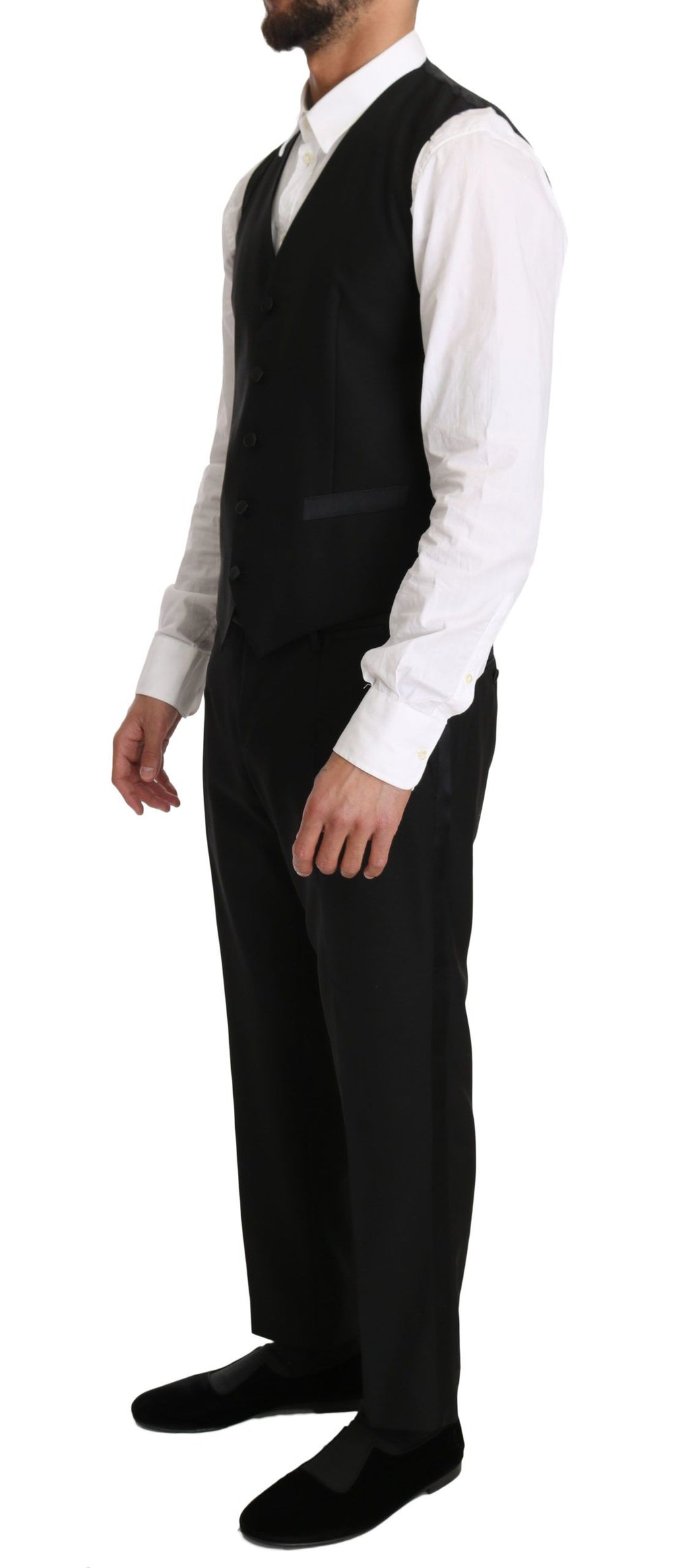 Dolce & Gabbana Schwarze Wolle Kleid Weste Gillet Vest