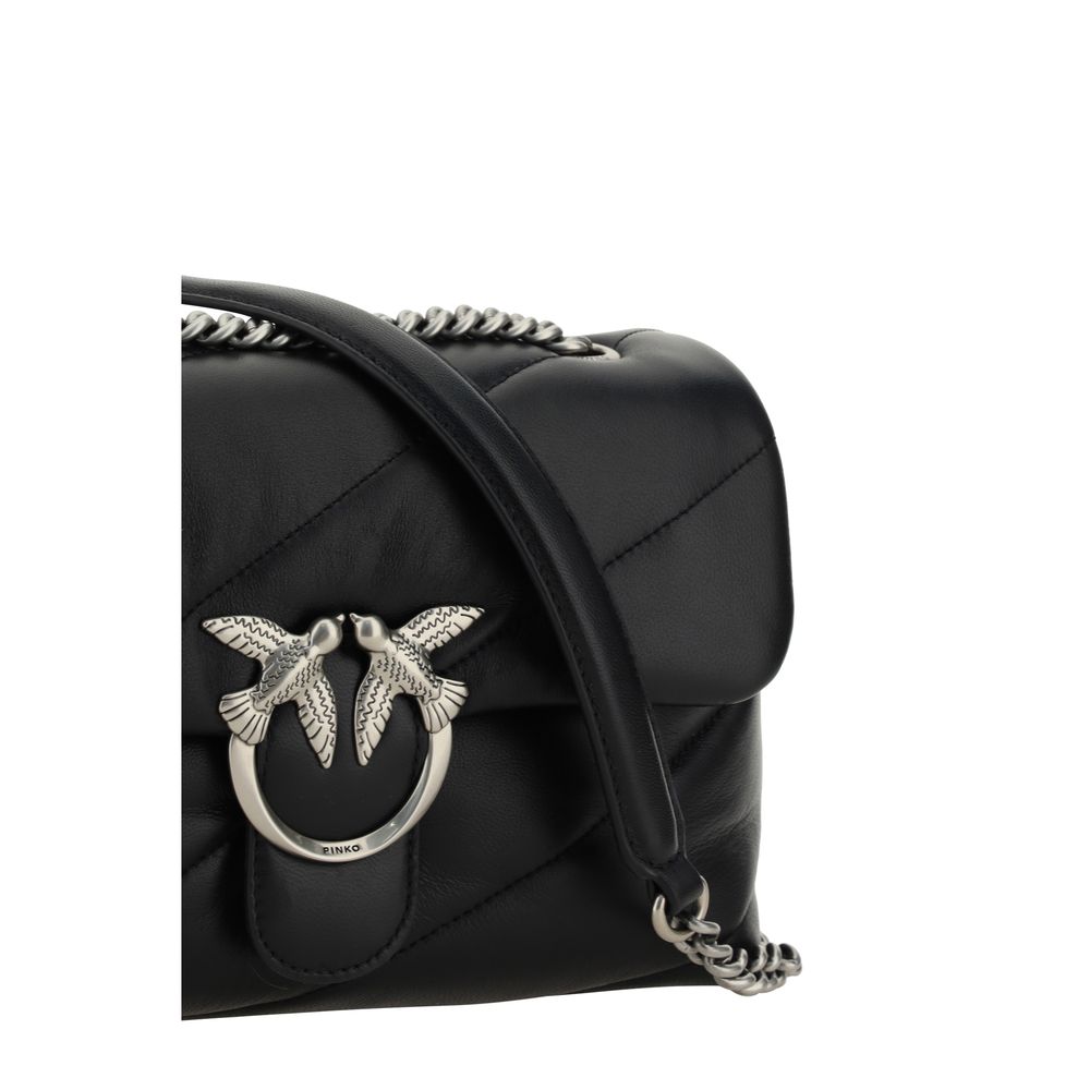 PINKO Schwarze Kalbshaut Bos Taurus Schultertasche