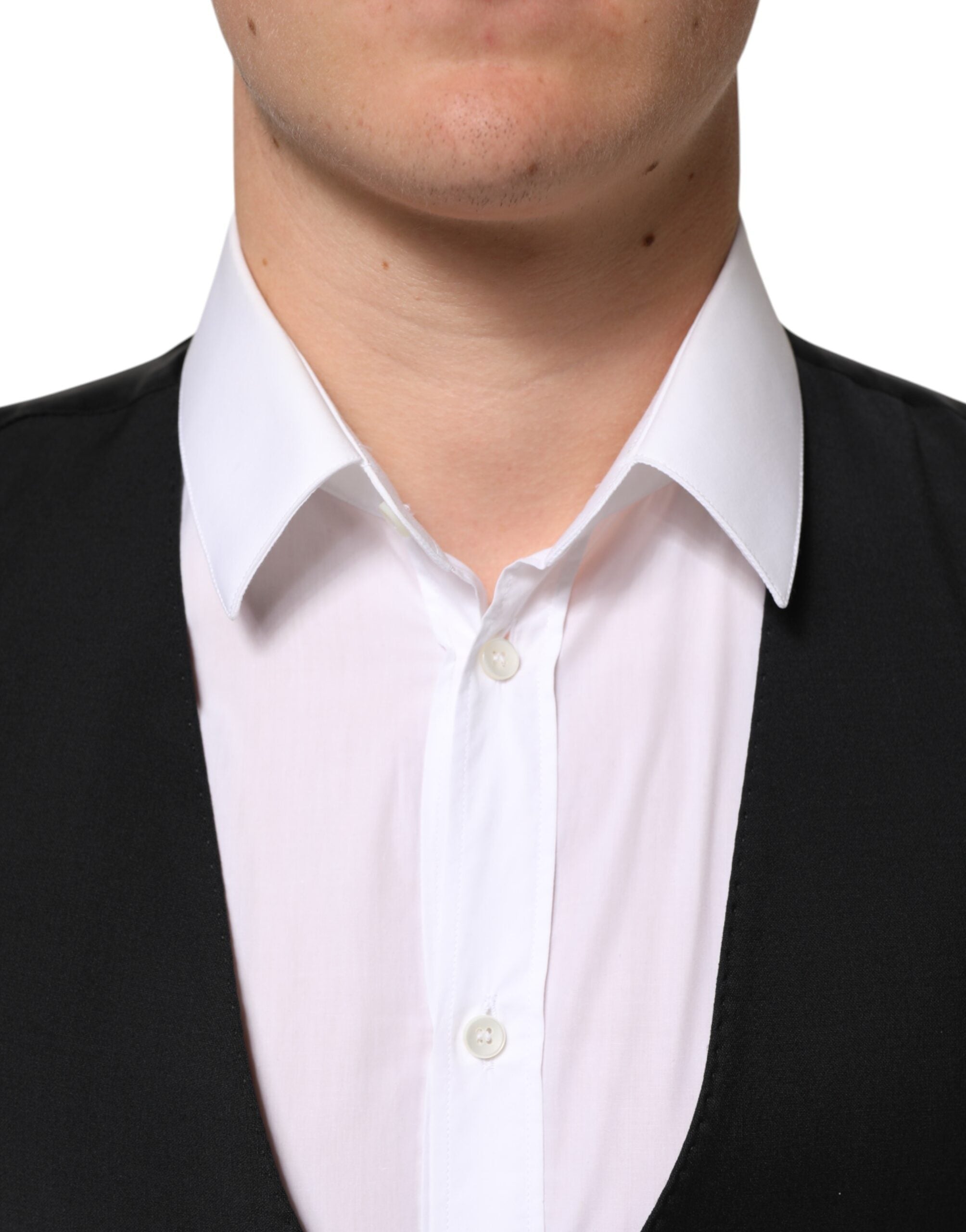 Dolce & Gabbana Schwarz Wolle Kleid Formal Männer Weste Weste