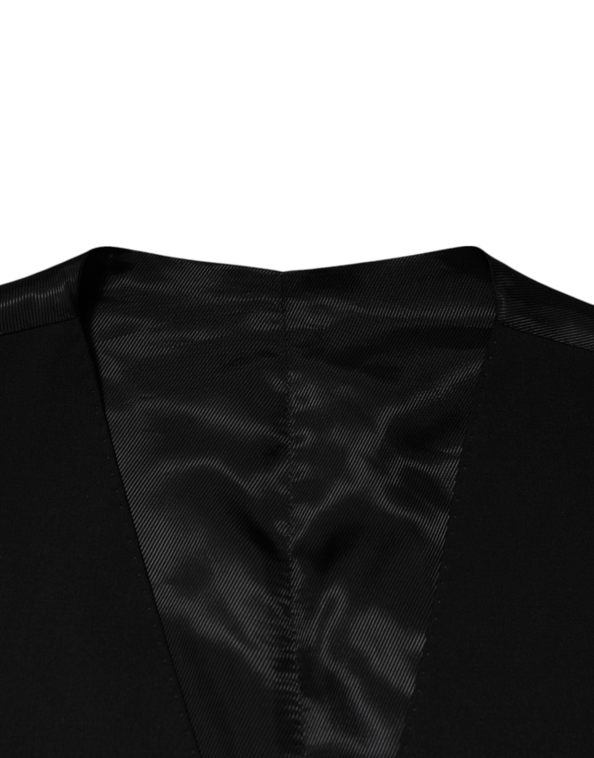 Dolce & Gabbana Schwarz Wolle Kleid Formal Männer Weste Weste