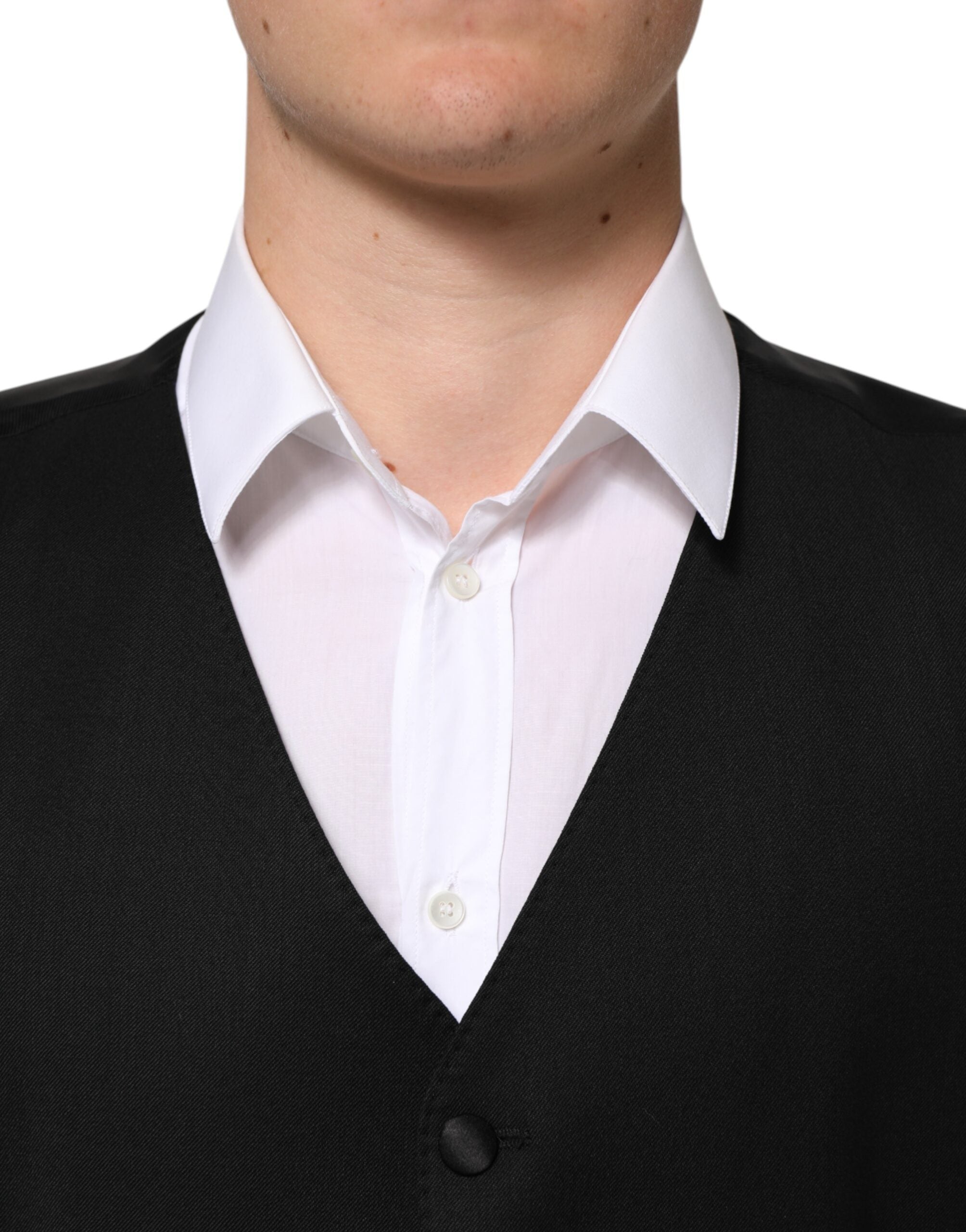 Dolce & Gabbana Schwarz Wolle Kleid Formal Männer Weste Weste