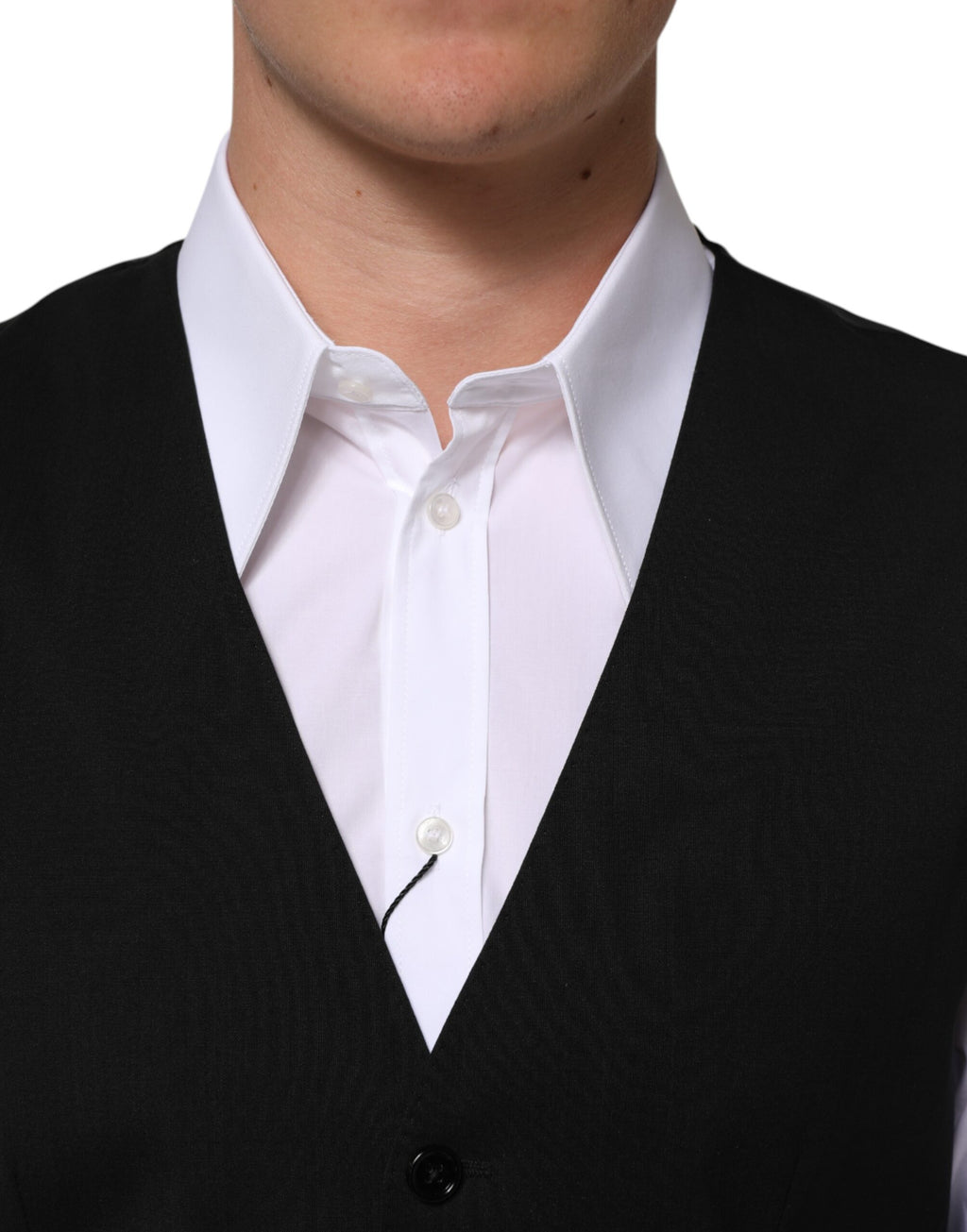 Dolce & Gabbana Schwarz Wolle Kleid Formal Männer Weste Weste