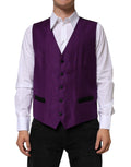 Dolce & Gabbana Paarse Wollen Jurk Formeel Gilet Vest