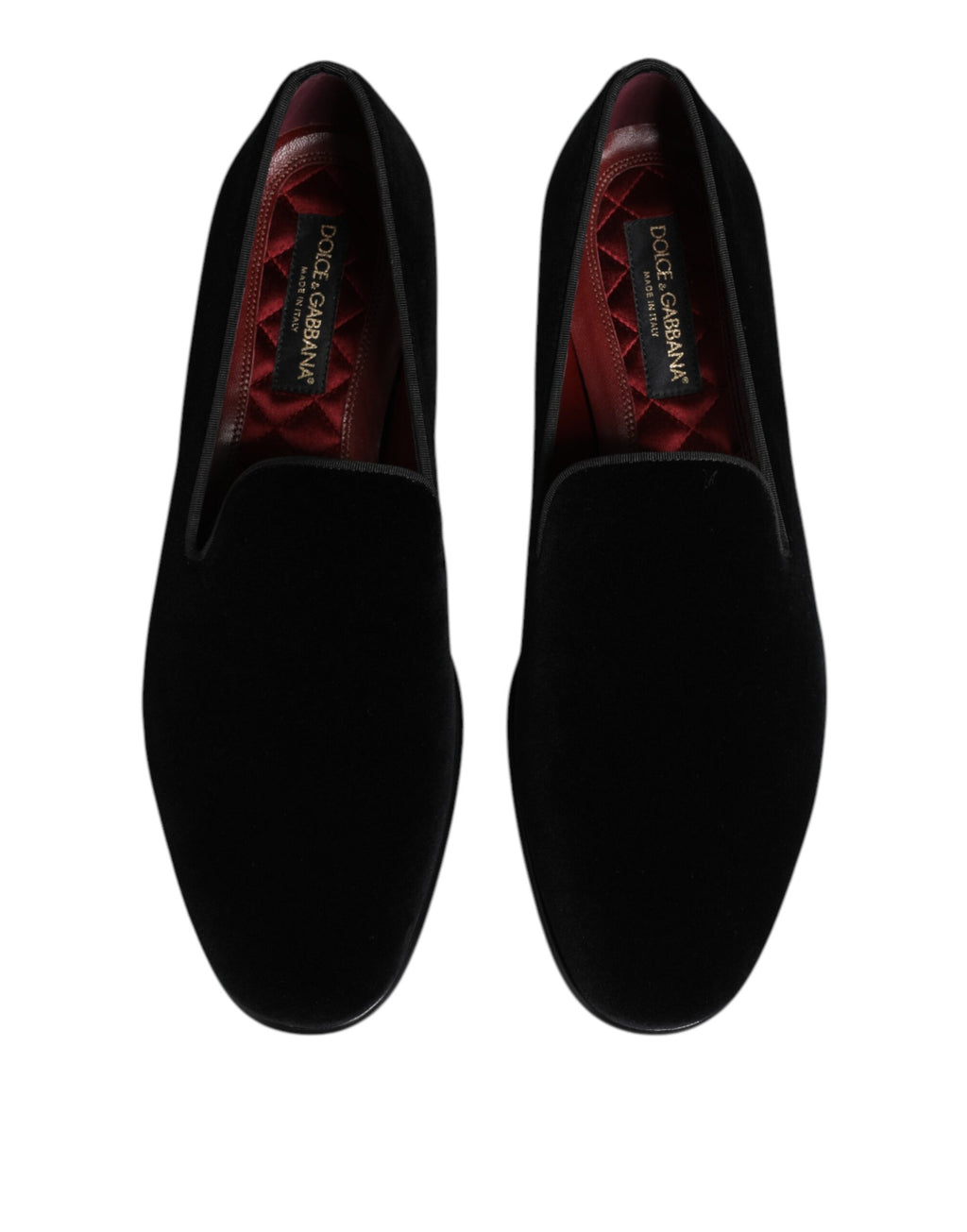 Dolce & Gabbana Schwarzer Samt Slip On Männer Loafers Formelle Schuhe
