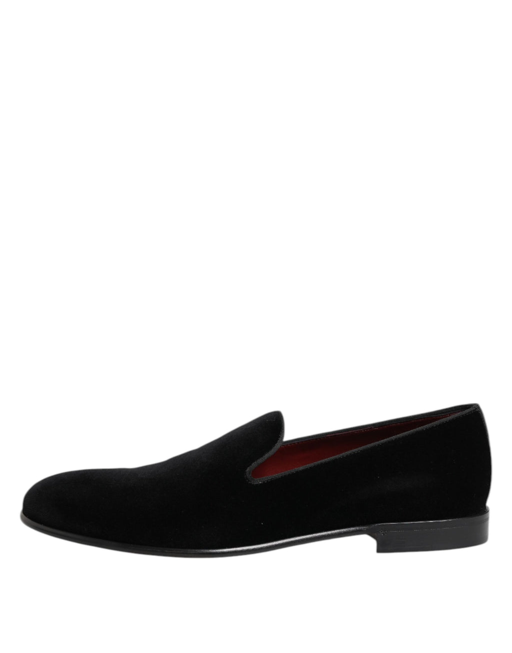 Dolce & Gabbana Schwarzer Samt Slip On Männer Loafers Formelle Schuhe