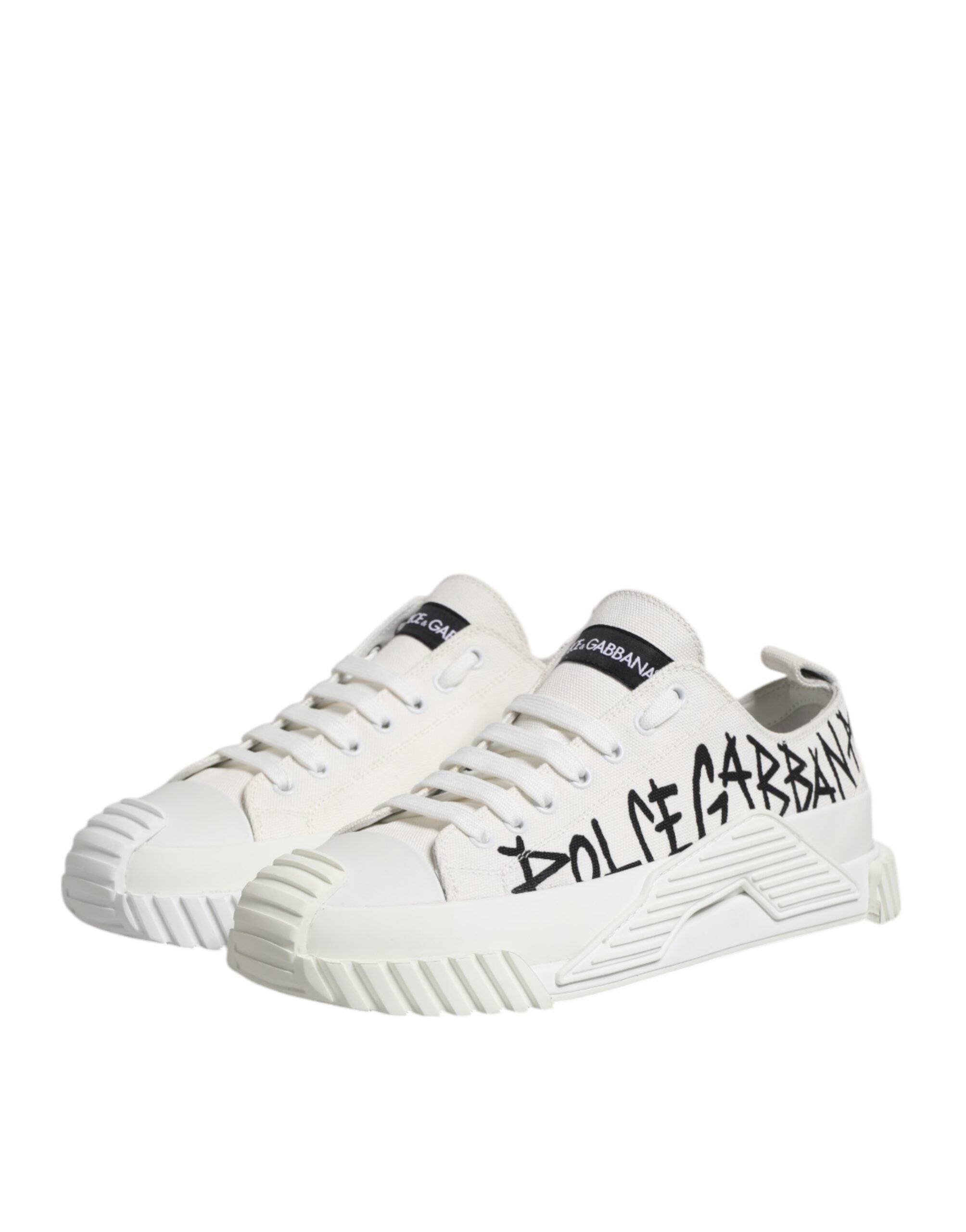 Dolce & Gabbana Weiß Logo Graffiti Low Top Turnschuhe Schuhe