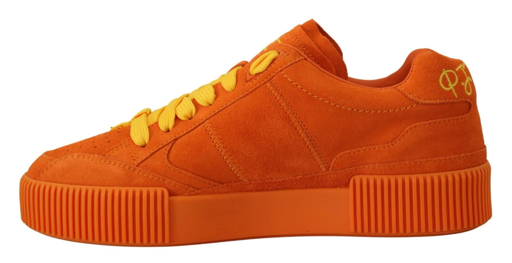 Dolce & Gabbana Orange Leder P.j. Tucker Männer Turnschuhe Schuhe