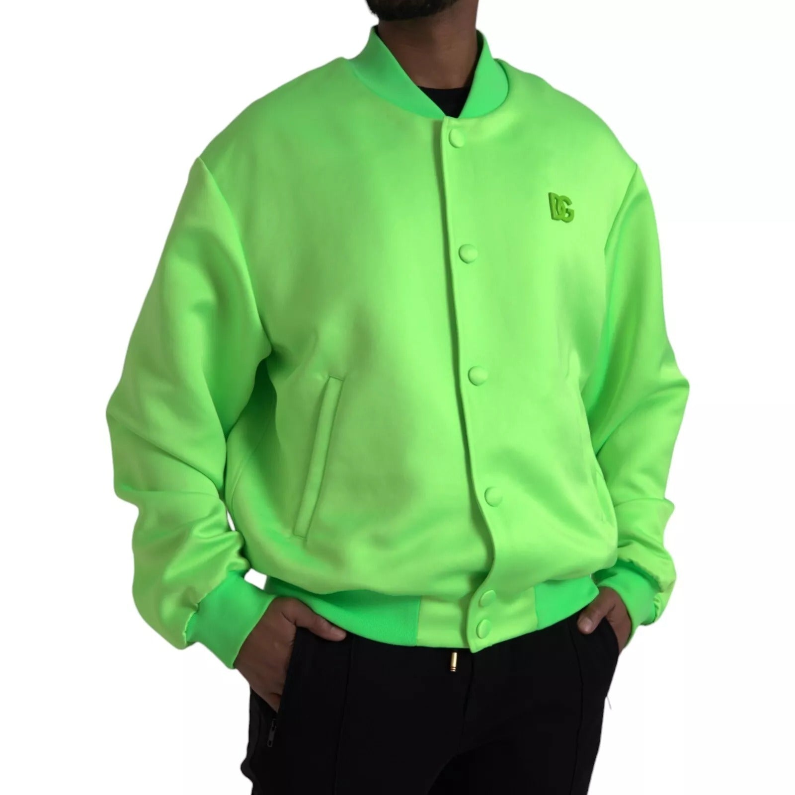 Dolce & Gabbana Neon Grün Polyester Lange Ärmel Männer Bomberjacke