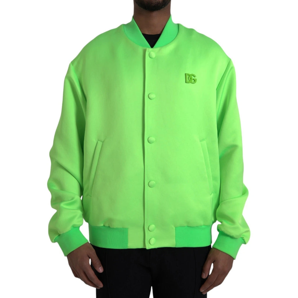 Dolce & Gabbana Neon Grün Polyester Lange Ärmel Männer Bomberjacke