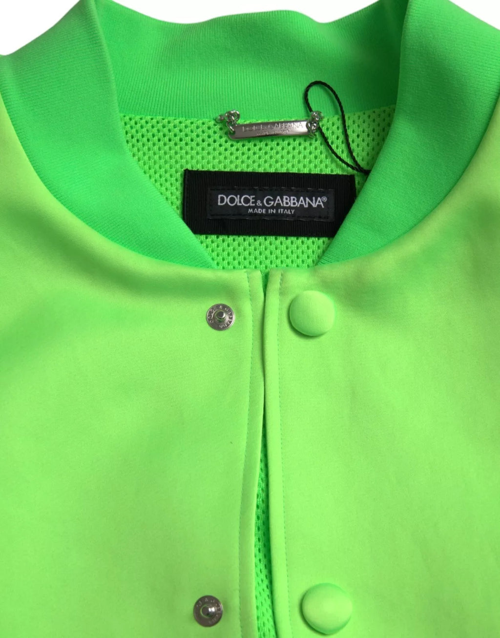 Dolce & Gabbana Neon Grün Polyester Lange Ärmel Männer Bomberjacke