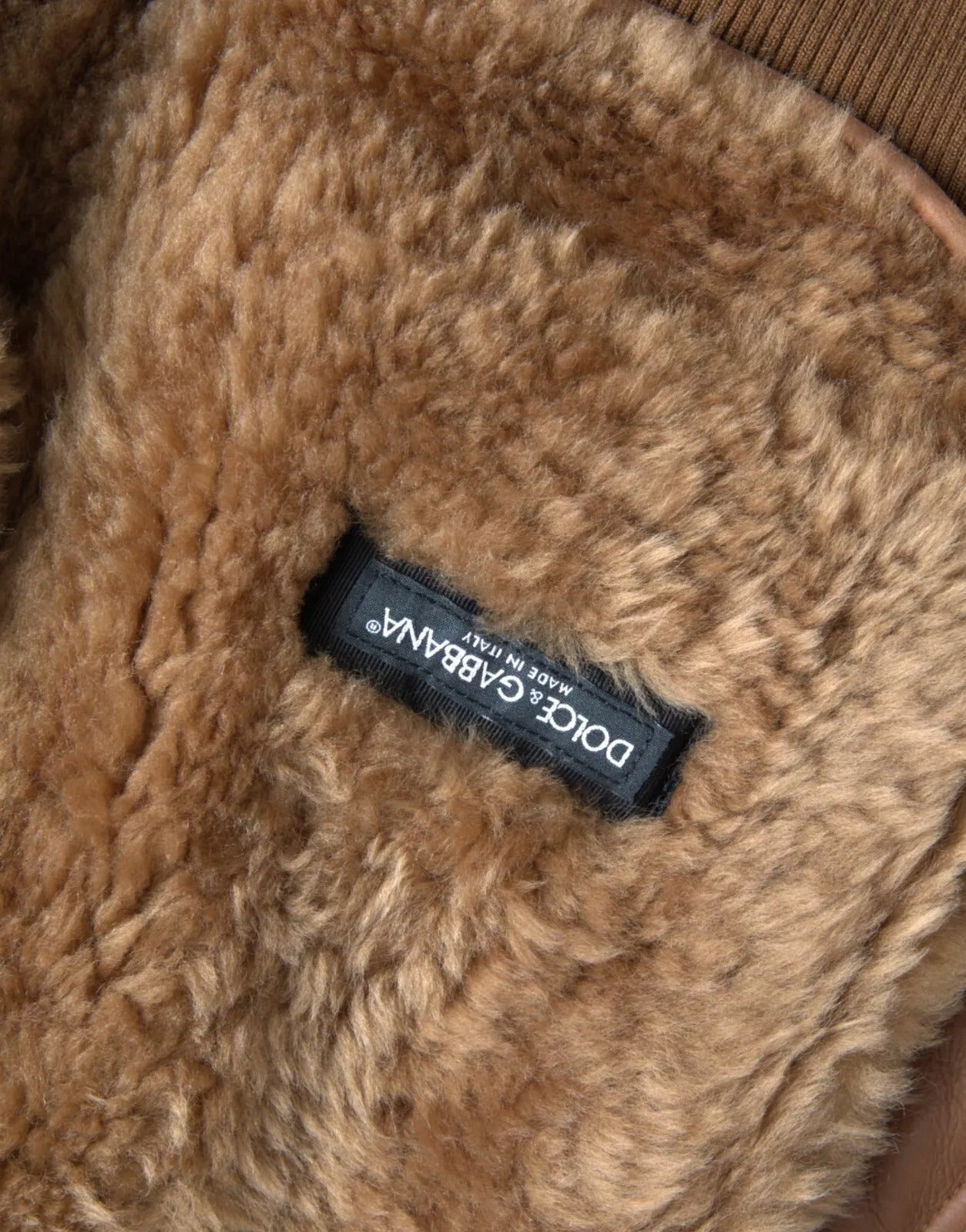 Dolce & Gabbana Brauner Leder Pelz Knopf Biker Mantel Jacke