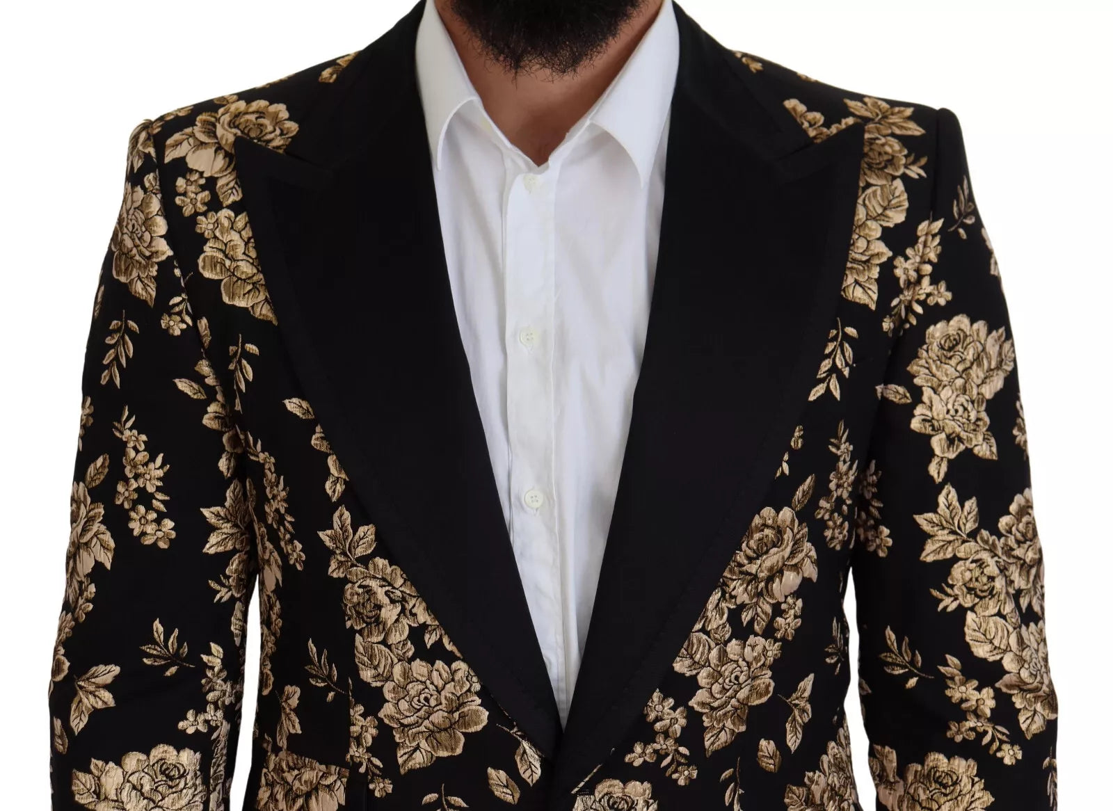 Dolce & Gabbana Gold Schwarz Floral bestickte Jacke Blazer