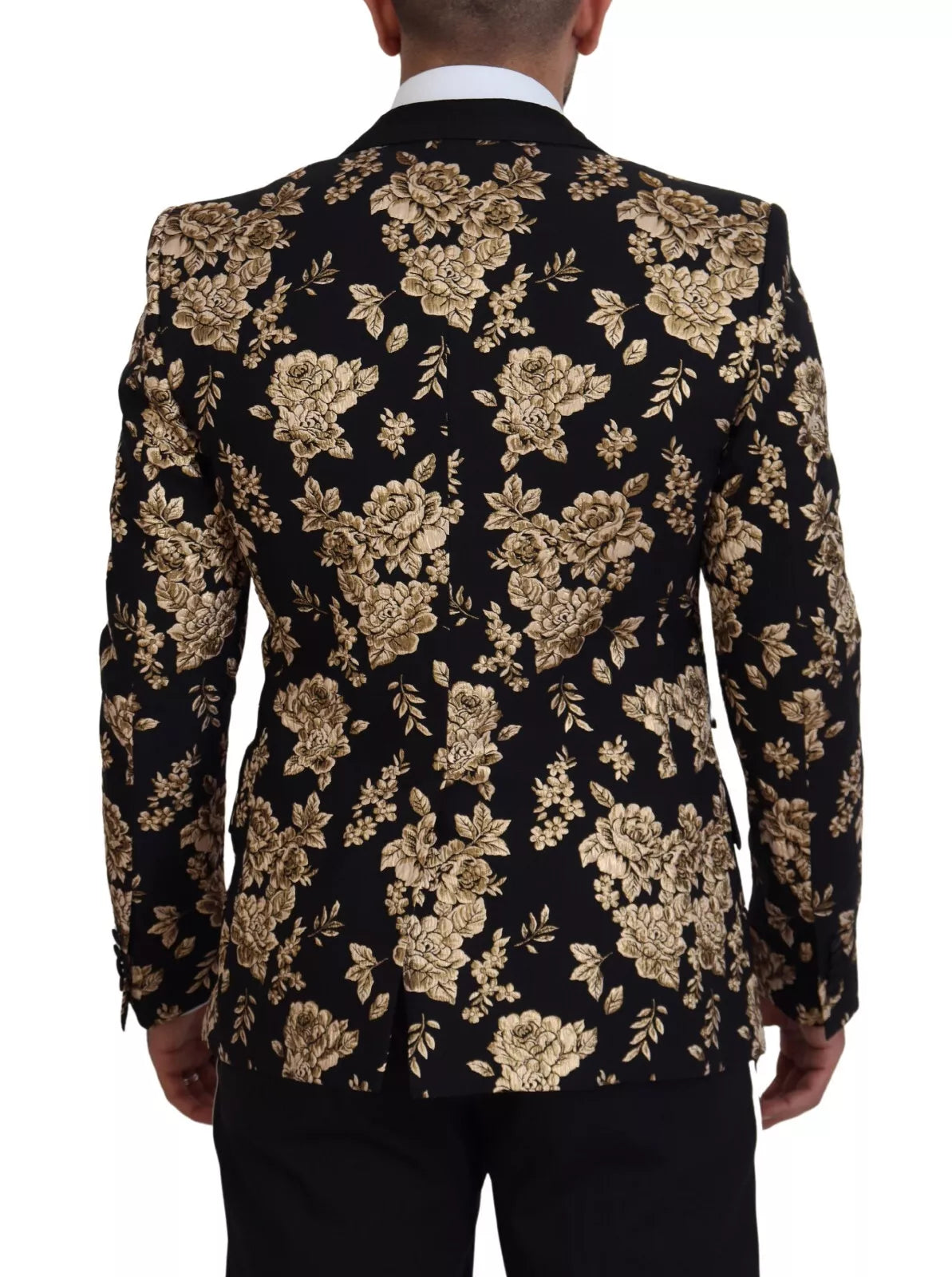 Dolce & Gabbana Gold Schwarz Floral bestickte Jacke Blazer