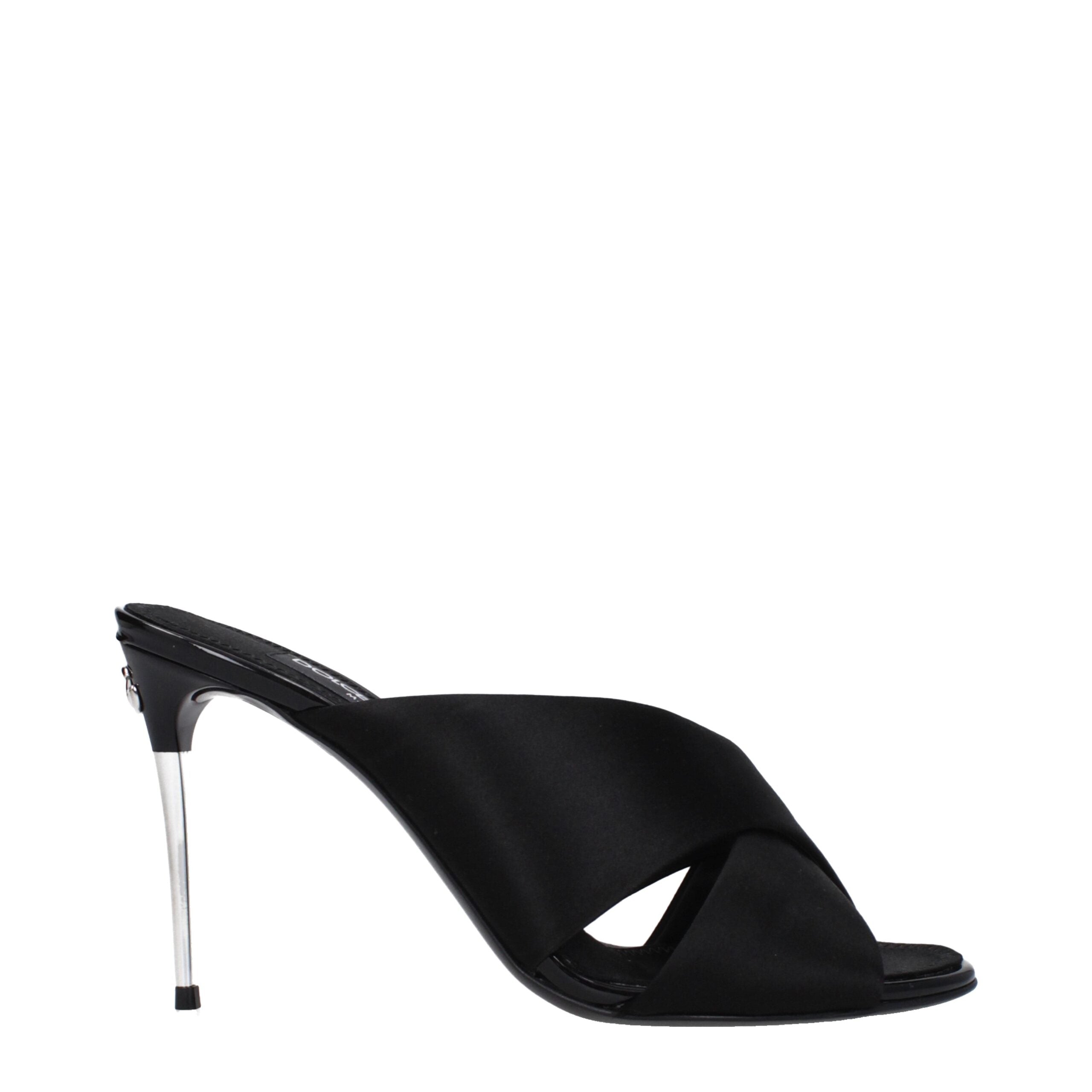 Dolce & Gabbana Schwarze Satin Stiletto Heels Sandalen