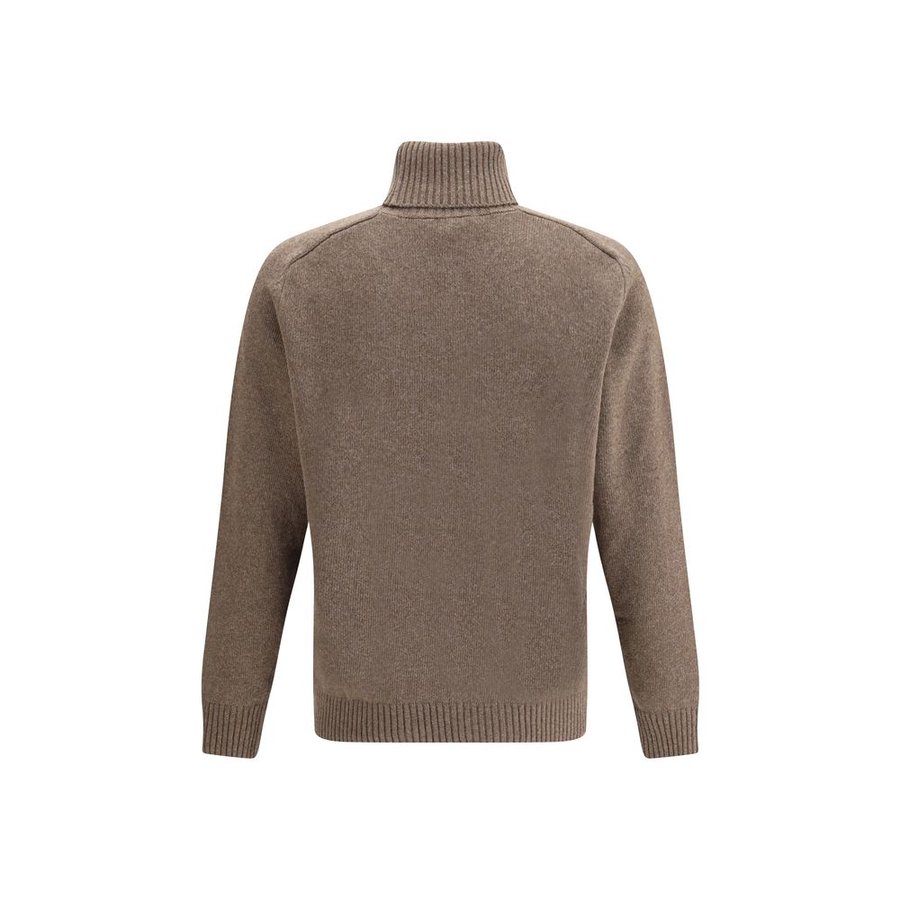 Brooksfield Brauner Fleece-Wollrollkragenpullover
