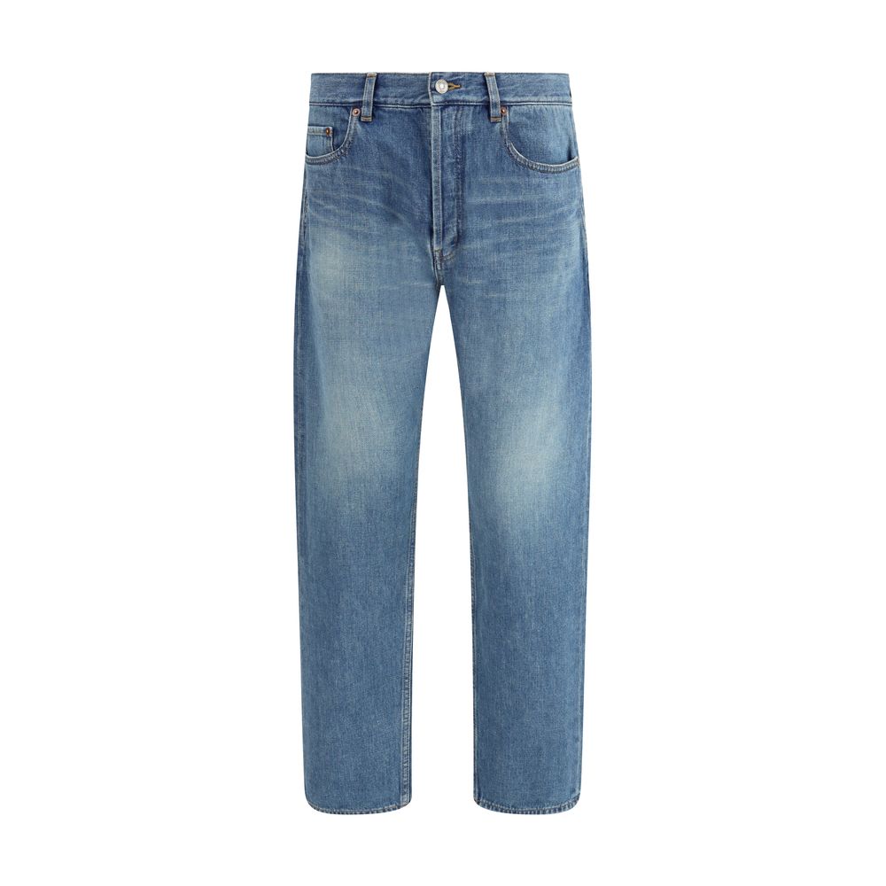 Saint Laurent Gerade geschnittene Jeans aus blauem Baumwoll-Denim