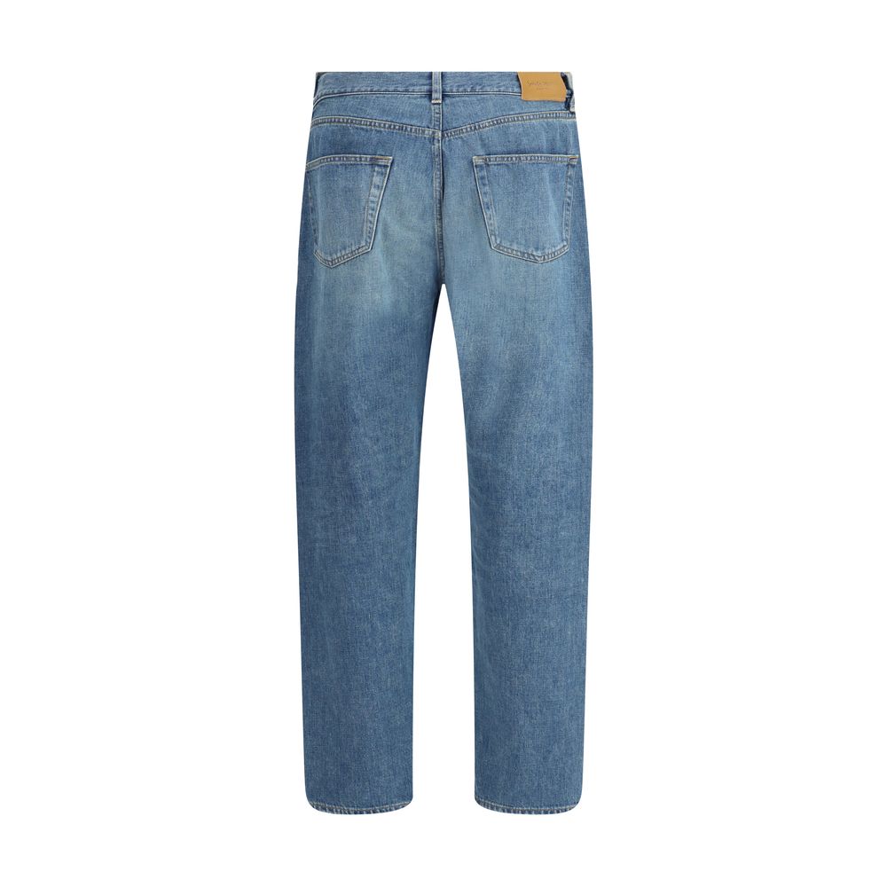 Saint Laurent Gerade geschnittene Jeans aus blauem Baumwoll-Denim