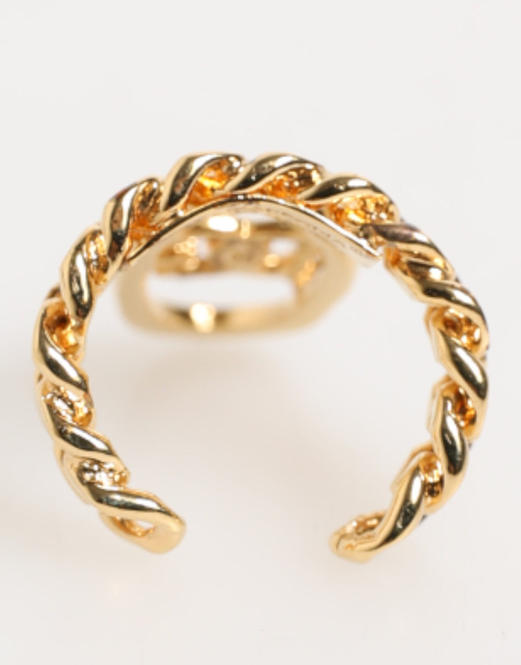 Dolce & Gabbana Gold-Ton Messing Oval DG Logo Kette Verstellbarer Ring