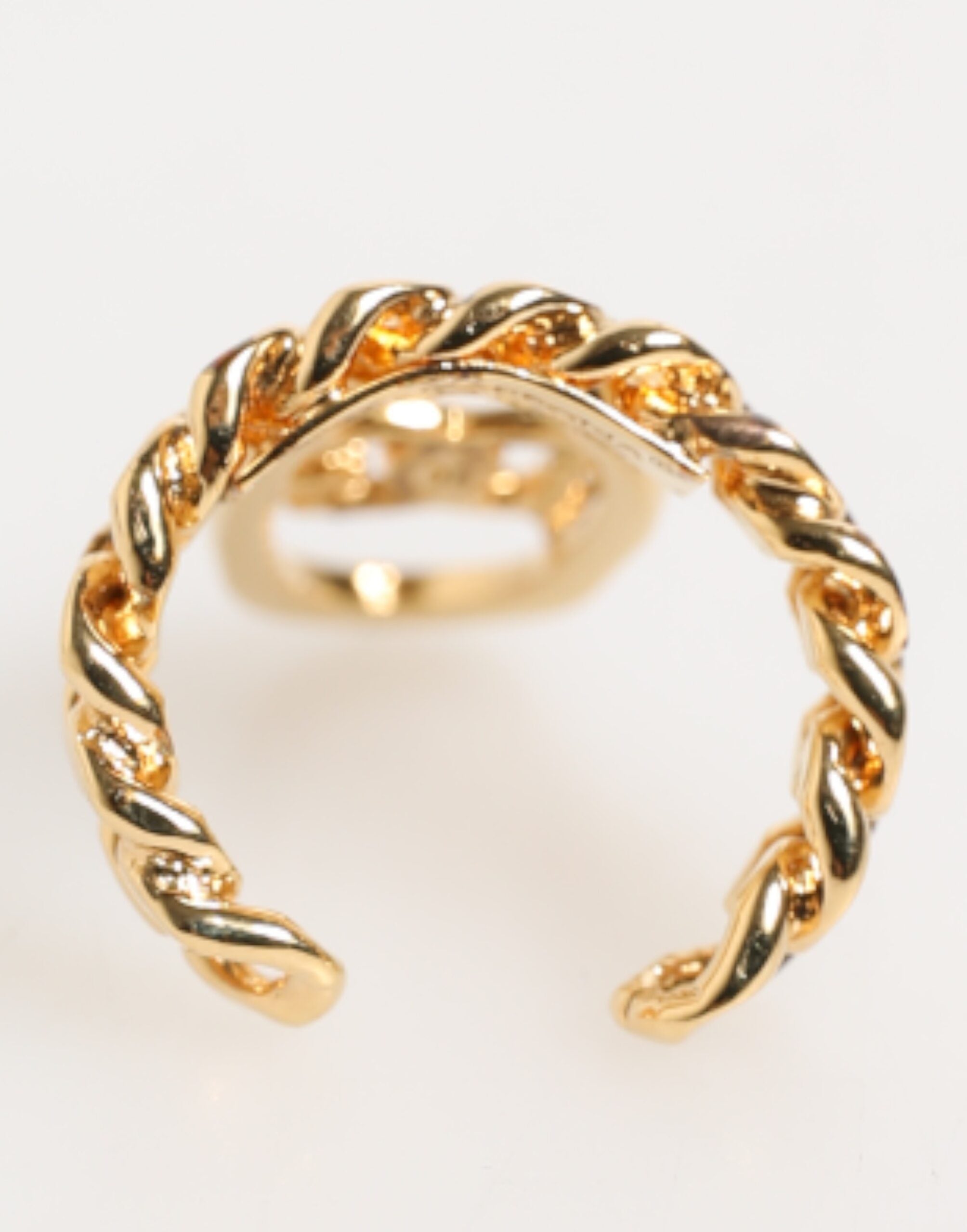 Dolce & Gabbana Gold-Ton Messing Oval DG Logo Kette Verstellbarer Ring